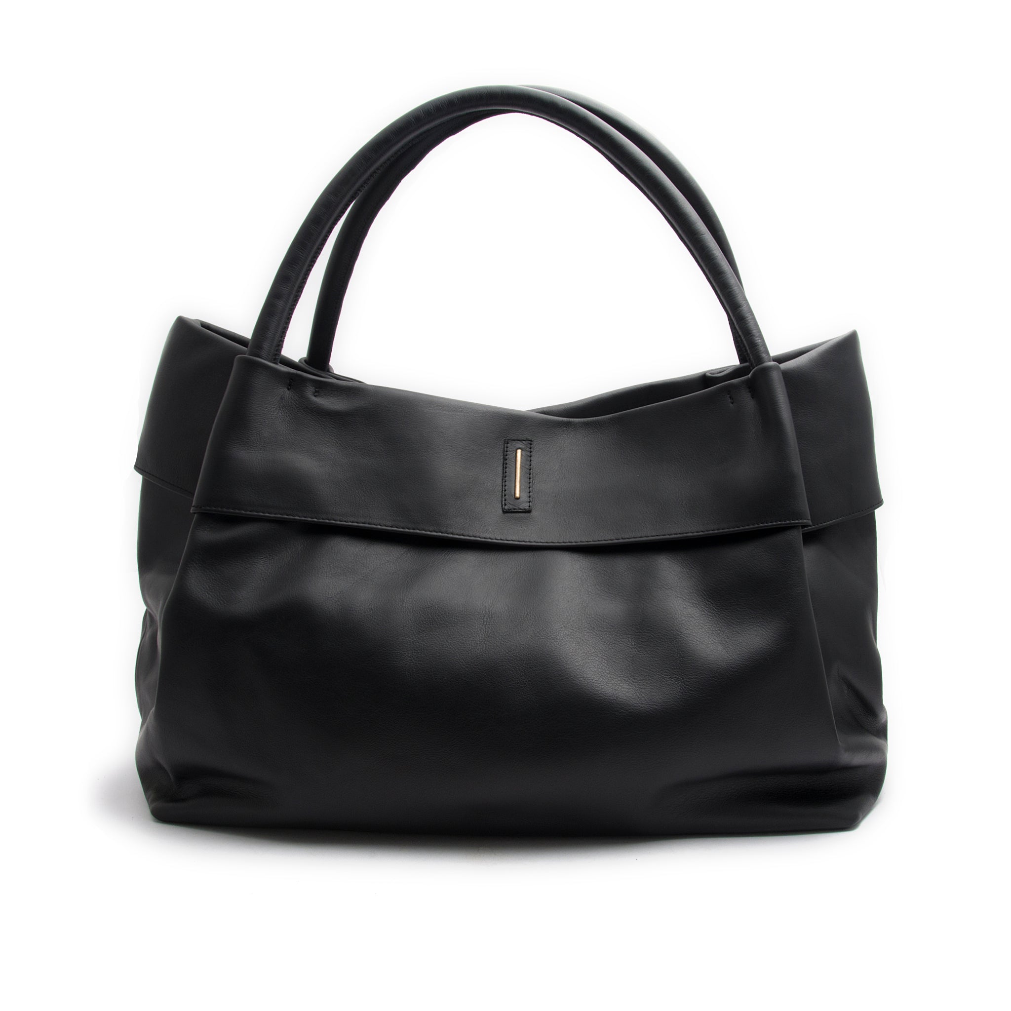 Grace hammered black - large shoulder bag in black leather