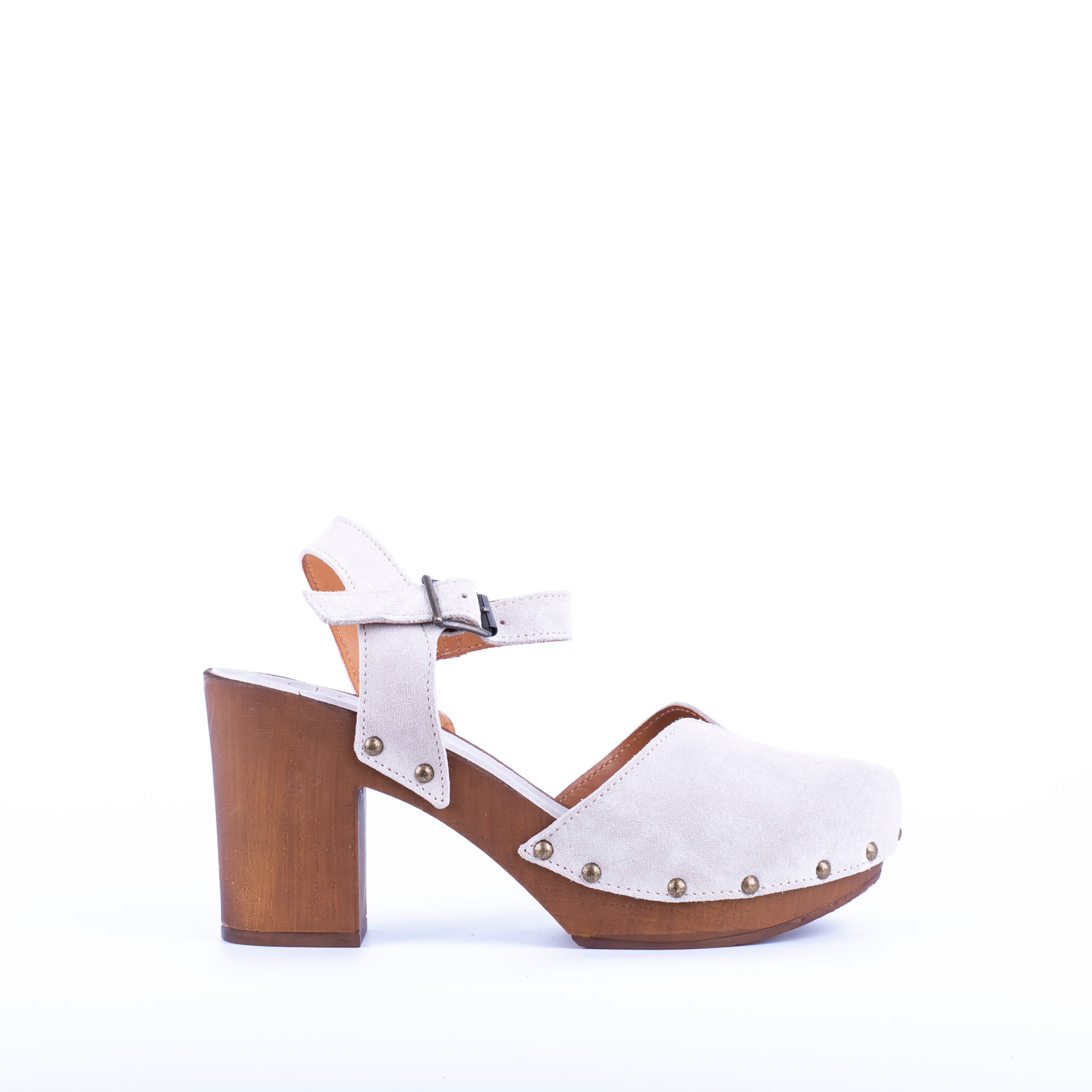 Closet MAR613 - closed clog sandal in white suede