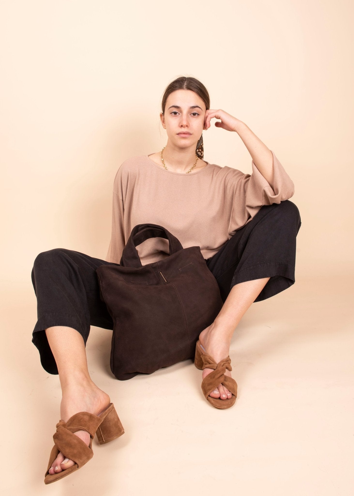 Abigail long beach tdm - borsa a tracolla grande in pelle marrone - Marta Ray