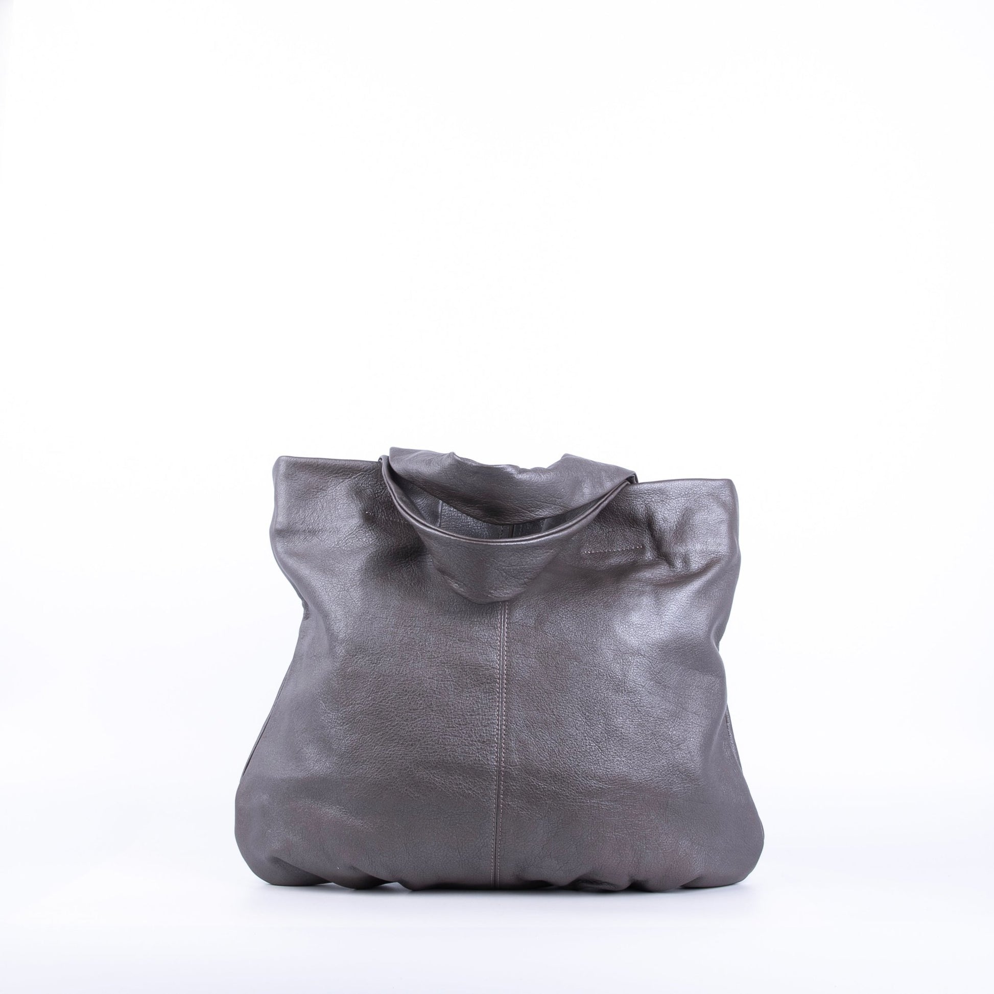 Abigail mousse perlato smog silver - borsa a tracolla grande in pelle grigia - Marta Ray