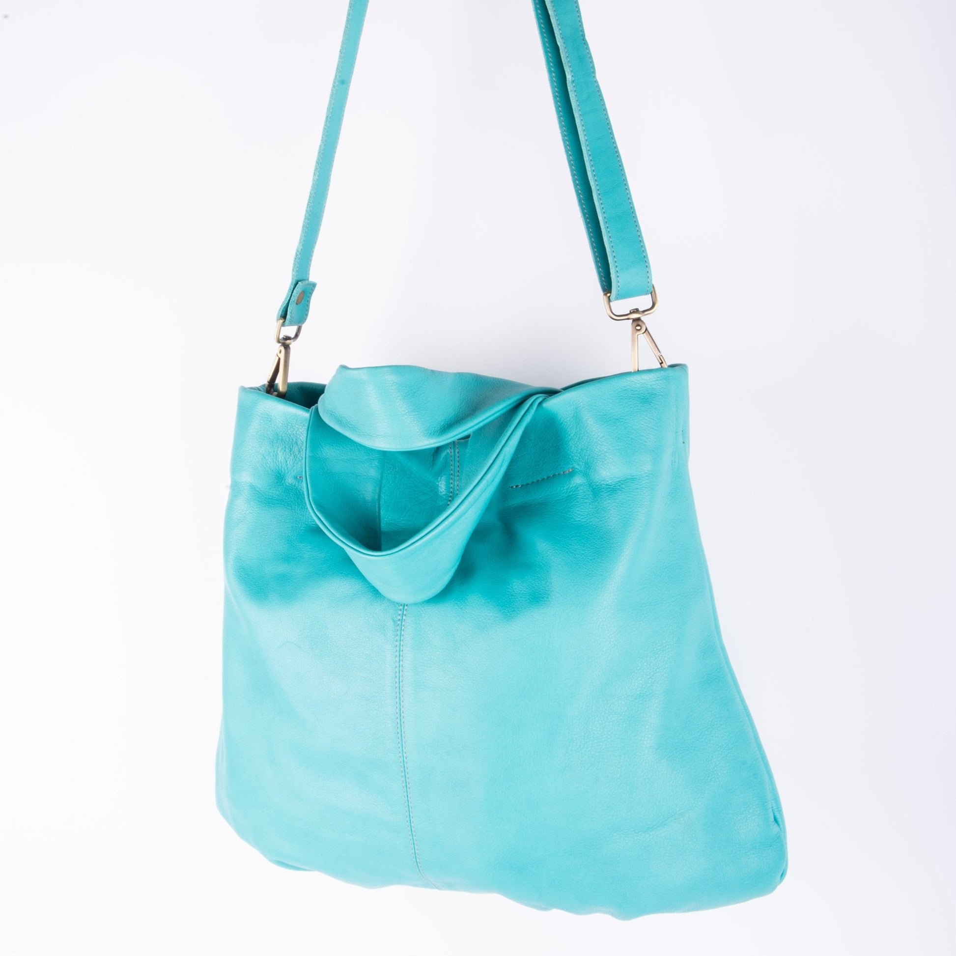 Abigail mousse turchese - borsa a tracolla grande in pelle blu - Marta Ray