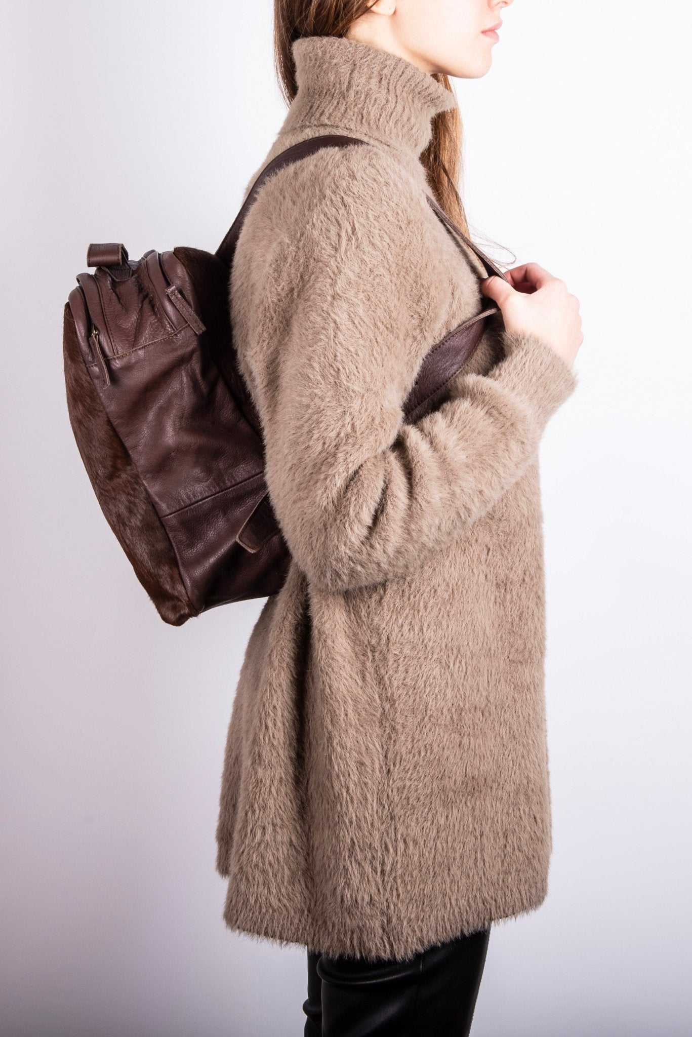 Alexander mousse + cavallino cioccolato/moro - zaino in pelle marrone - Marta Ray