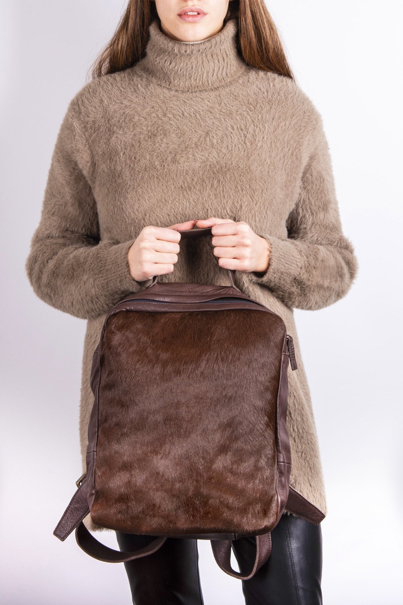Alexander mousse + cavallino cioccolato/moro - zaino in pelle marrone - Marta Ray