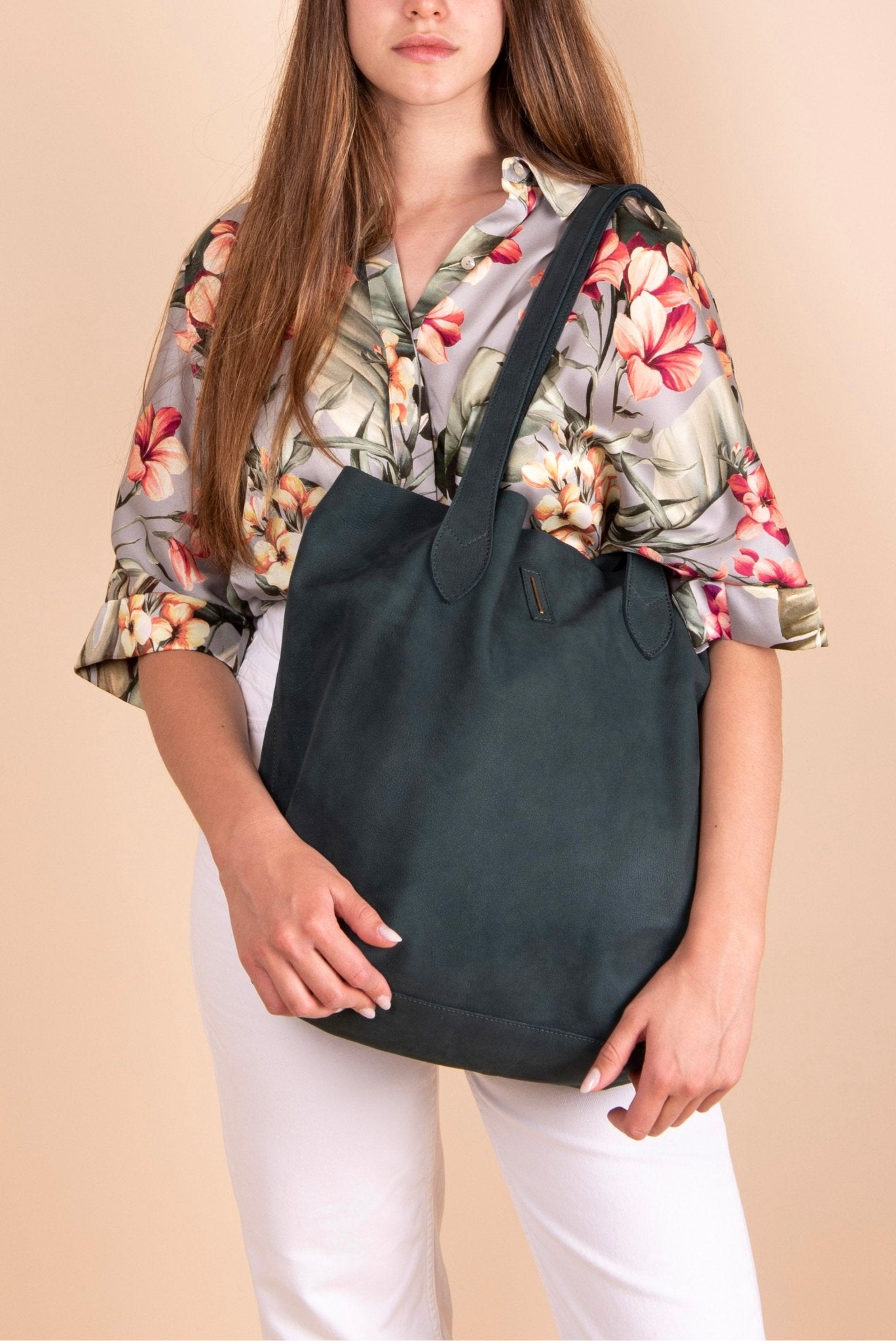 Alice long beach ottanio - borsa a spalla in pelle verde - Marta Ray