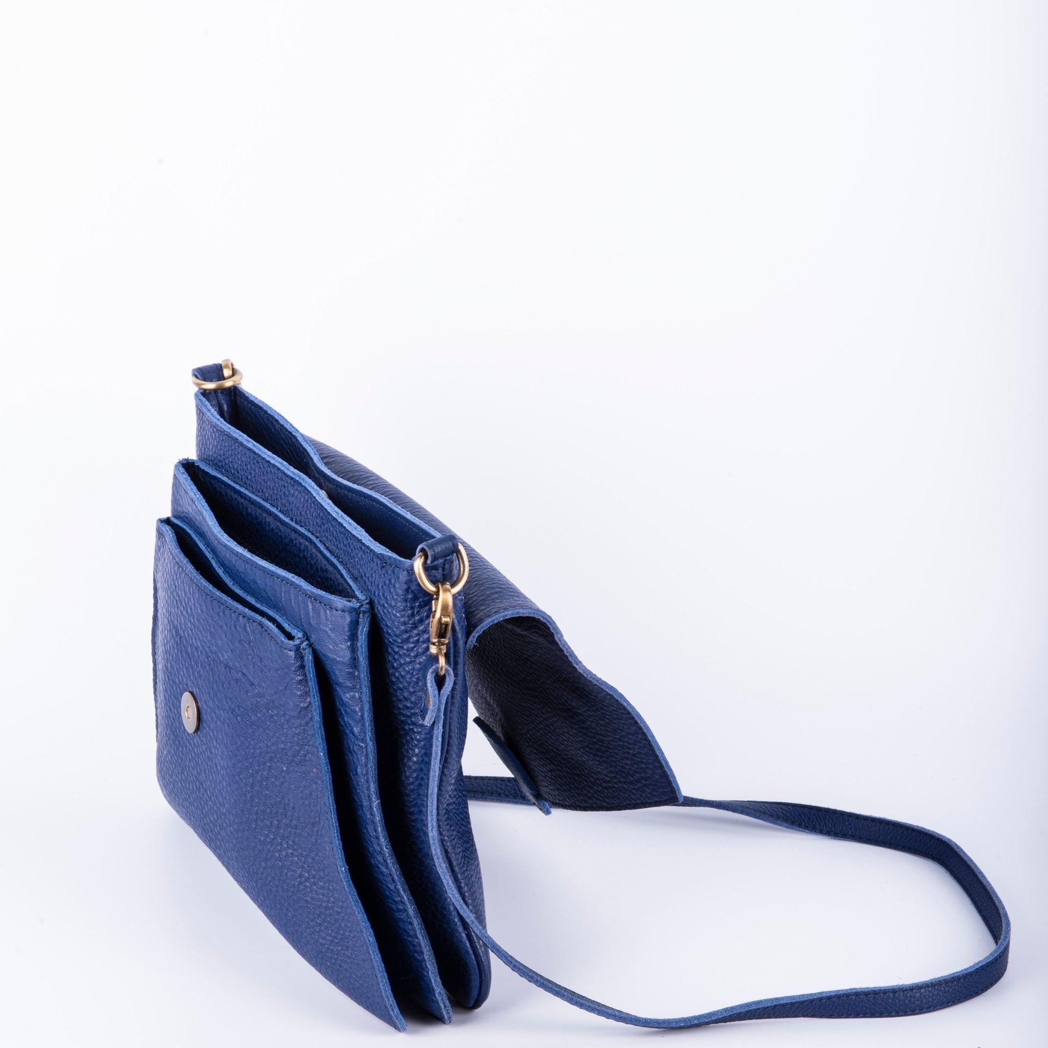 Amelie martellato blu elettrico - borsa in pelle a tracolla blu - Marta Ray