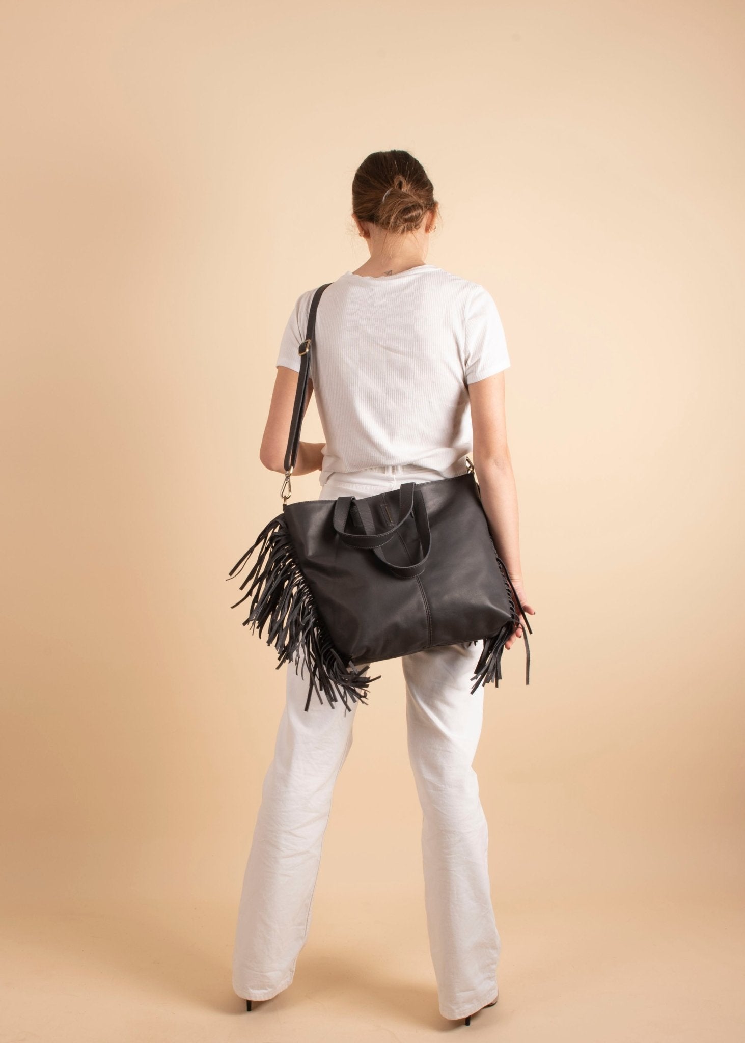 Amina mousse dark grey - borsa a spalla e tracolla in pelle grigia - Marta Ray