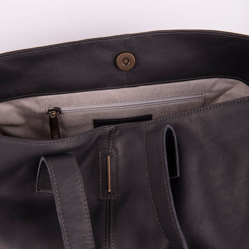 Amina mousse dark grey - borsa a spalla e tracolla in pelle grigia - Marta Ray