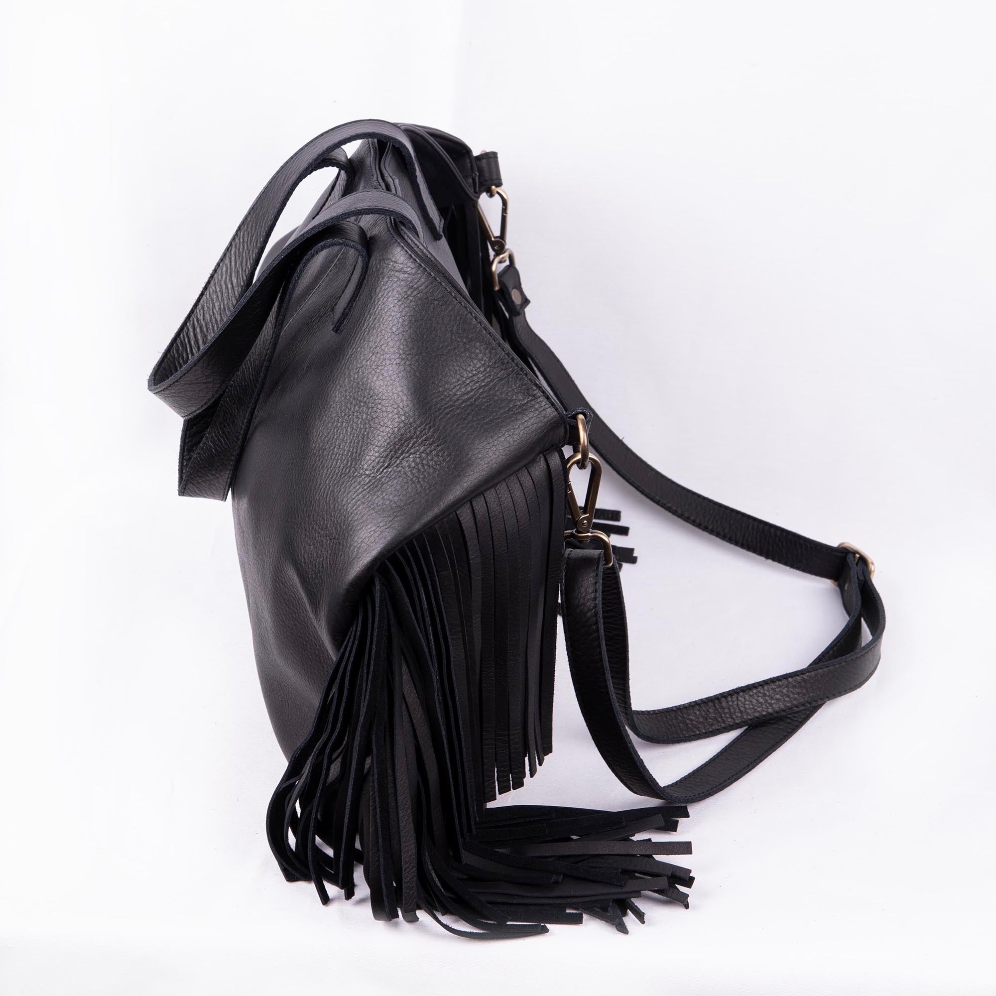 Amina mousse nero - borsa a spalla e tracolla in pelle nera - Marta Ray