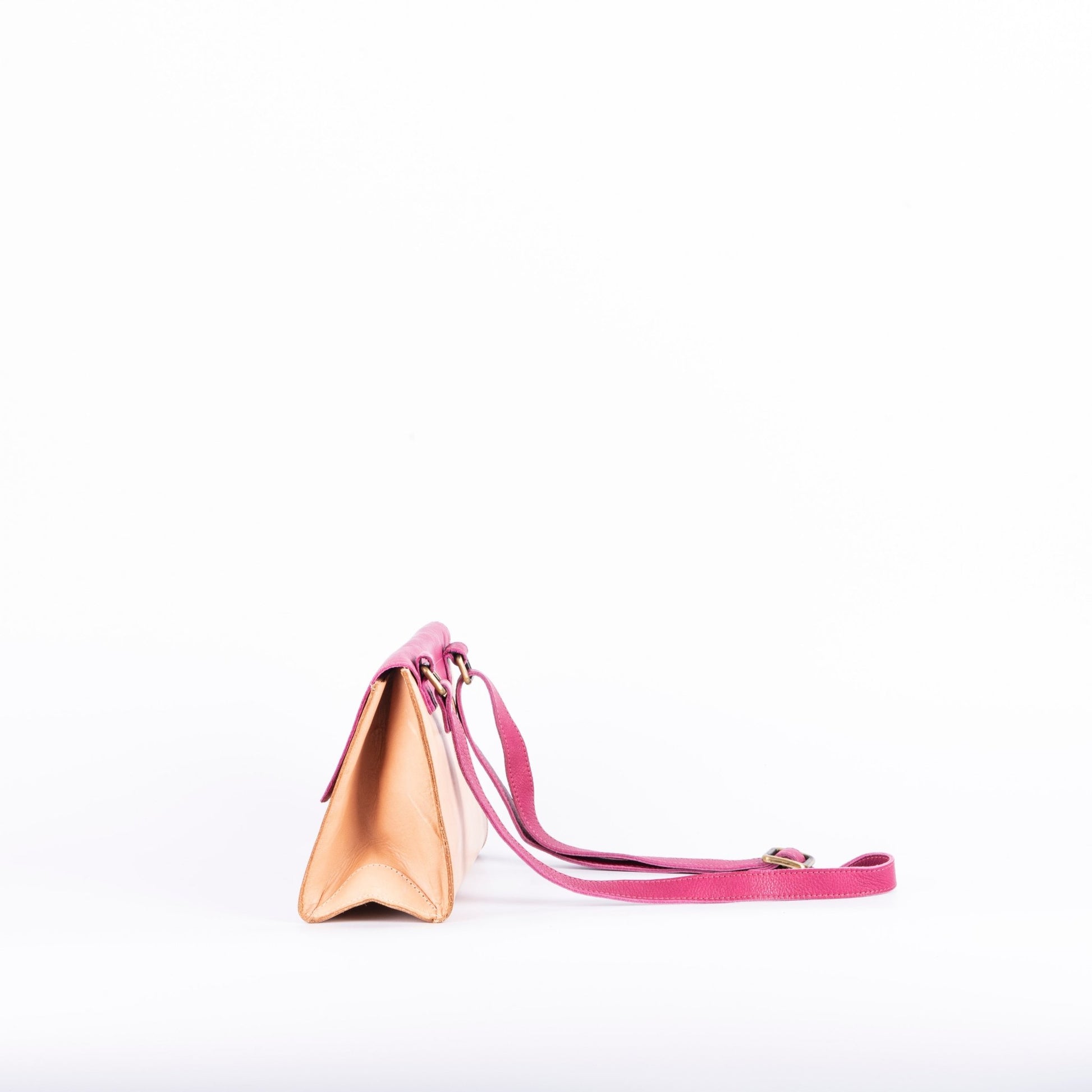 Anna mousse/cuoio fuxia/naturale - pochette a tracolla in pelle fuxia - Marta Ray