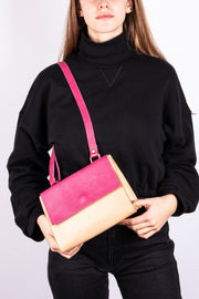 Anna mousse/cuoio fuxia/naturale - pochette a tracolla in pelle fuxia - Marta Ray