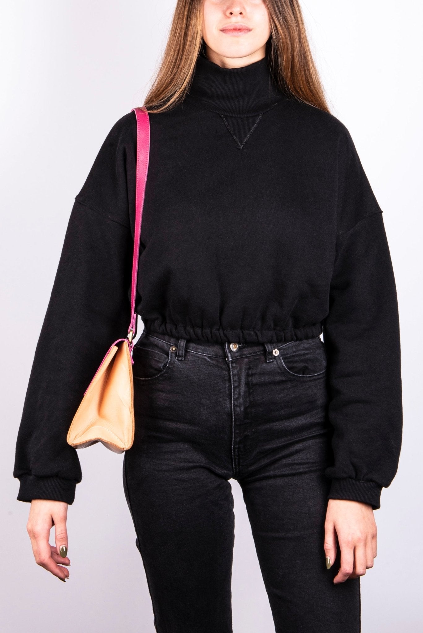 Anna mousse/cuoio fuxia/naturale - pochette a tracolla in pelle fuxia - Marta Ray