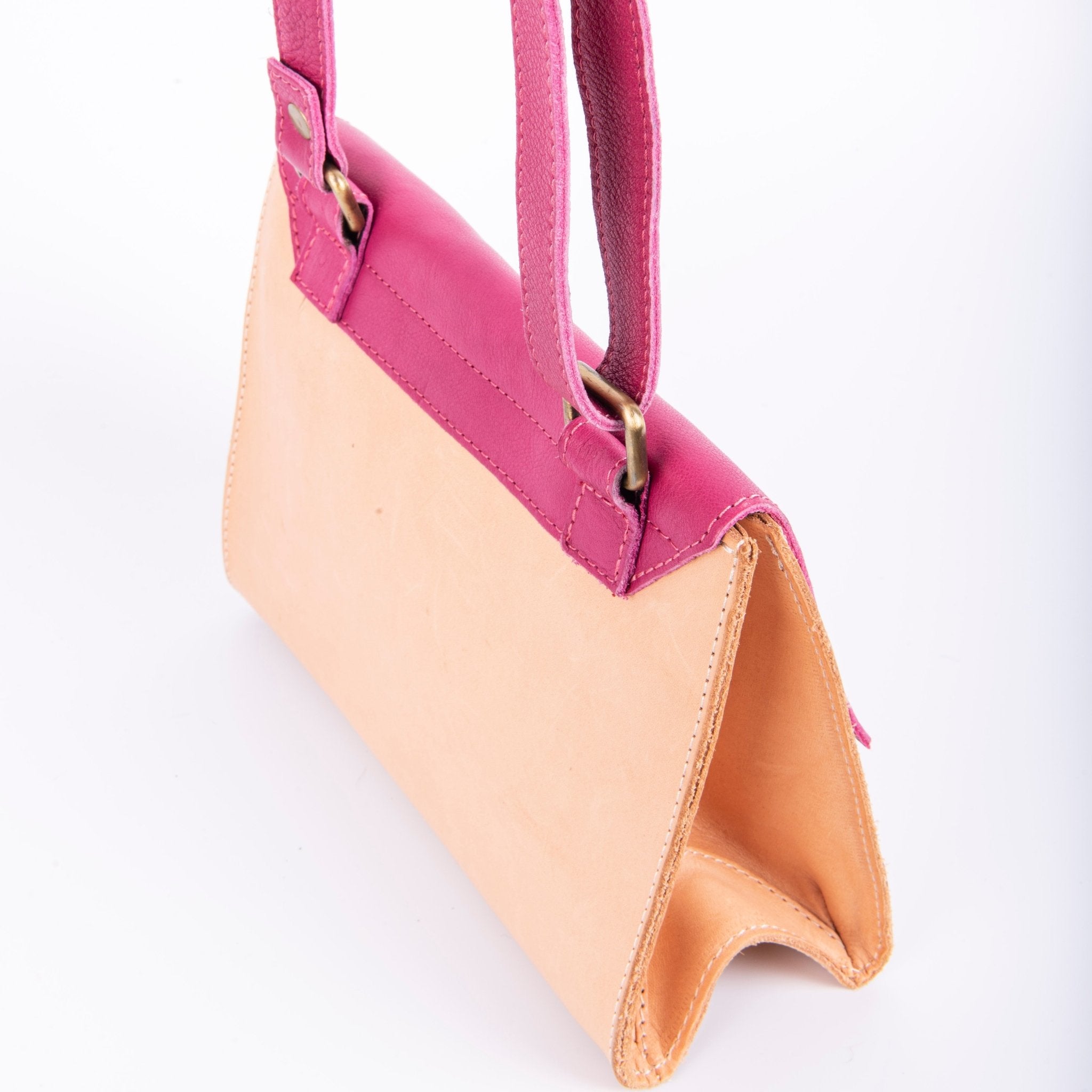 Anna mousse/cuoio fuxia/naturale - pochette a tracolla in pelle fuxia - Marta Ray