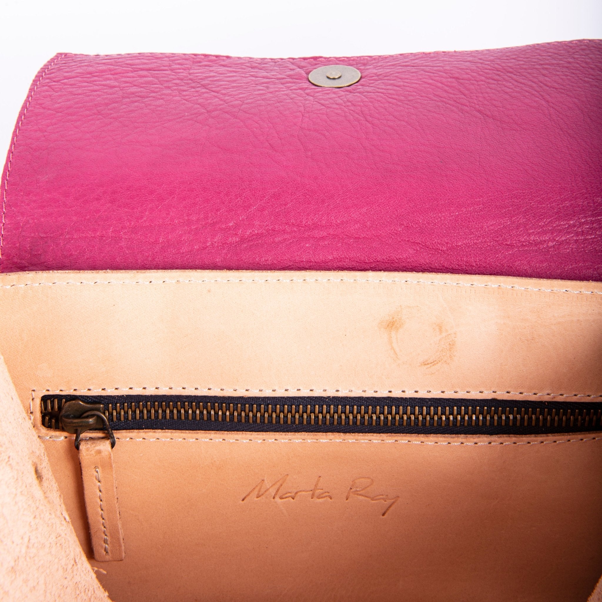 Anna mousse/cuoio fuxia/naturale - pochette a tracolla in pelle fuxia - Marta Ray