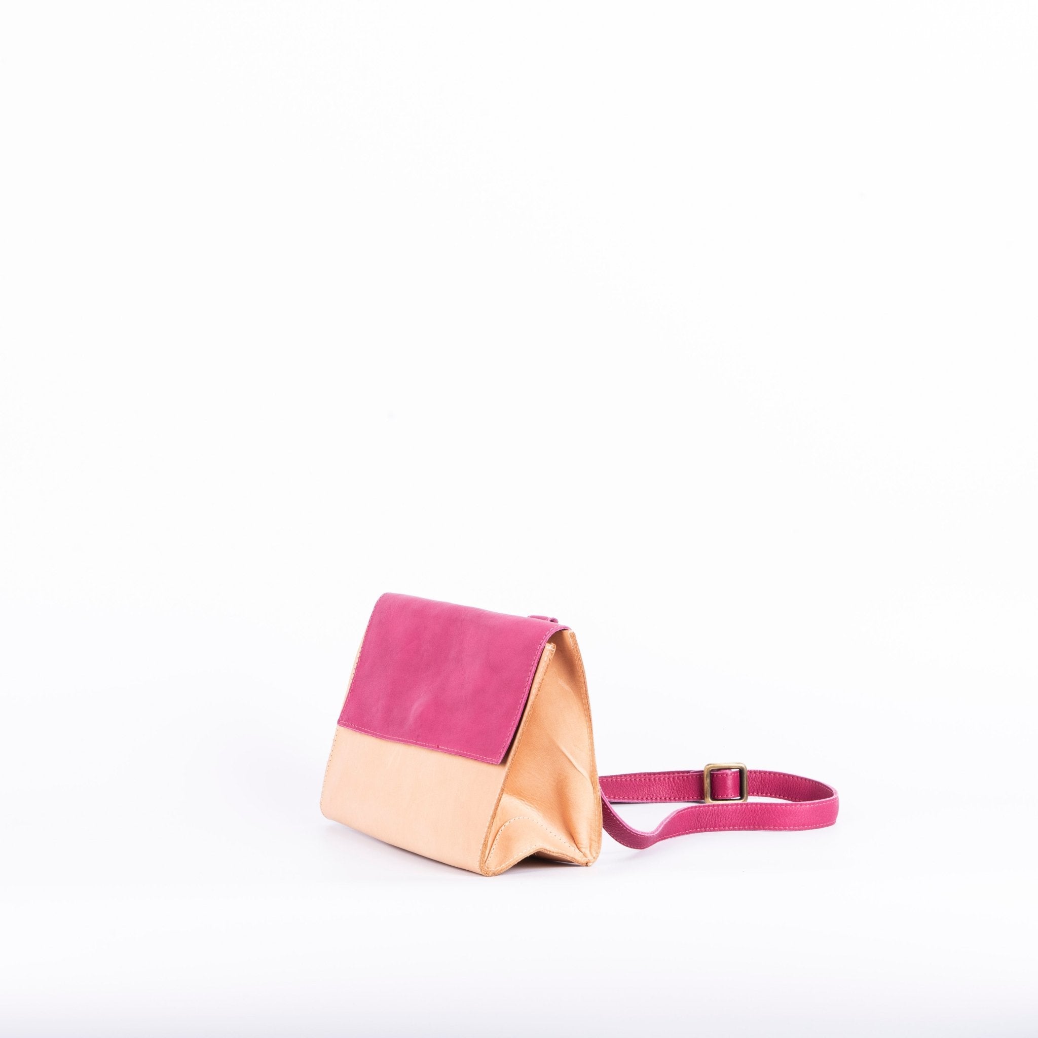 Anna mousse/cuoio fuxia/naturale - pochette a tracolla in pelle fuxia - Marta Ray