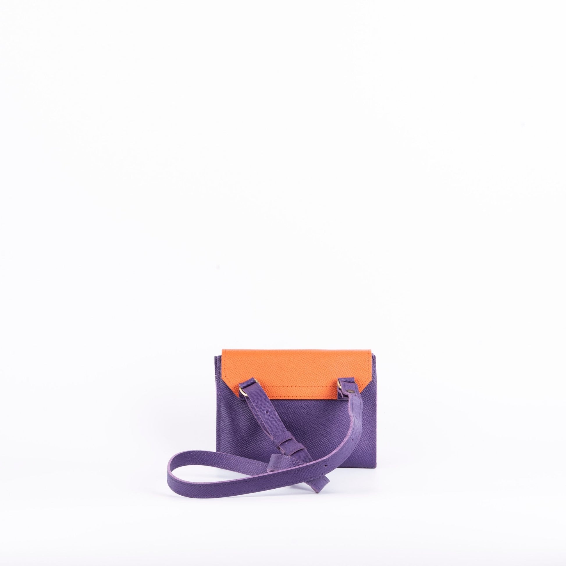 Anna saffiano bicolor viola/arancio - pochette a tracolla in pelle viola - Marta Ray