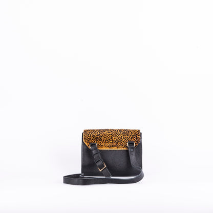 Anna saffiano/cavallino nero/giallo maculato - pochette a tracolla in pelle gialla - Marta Ray