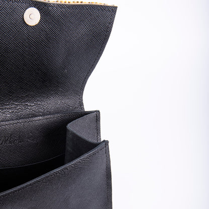 Anna saffiano/cavallino nero/giallo maculato - pochette a tracolla in pelle gialla - Marta Ray
