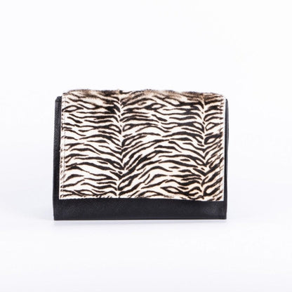 Anna saffiano/cavallino nero/zebrato bianco - pochette a tracolla in pelle nera - Marta Ray