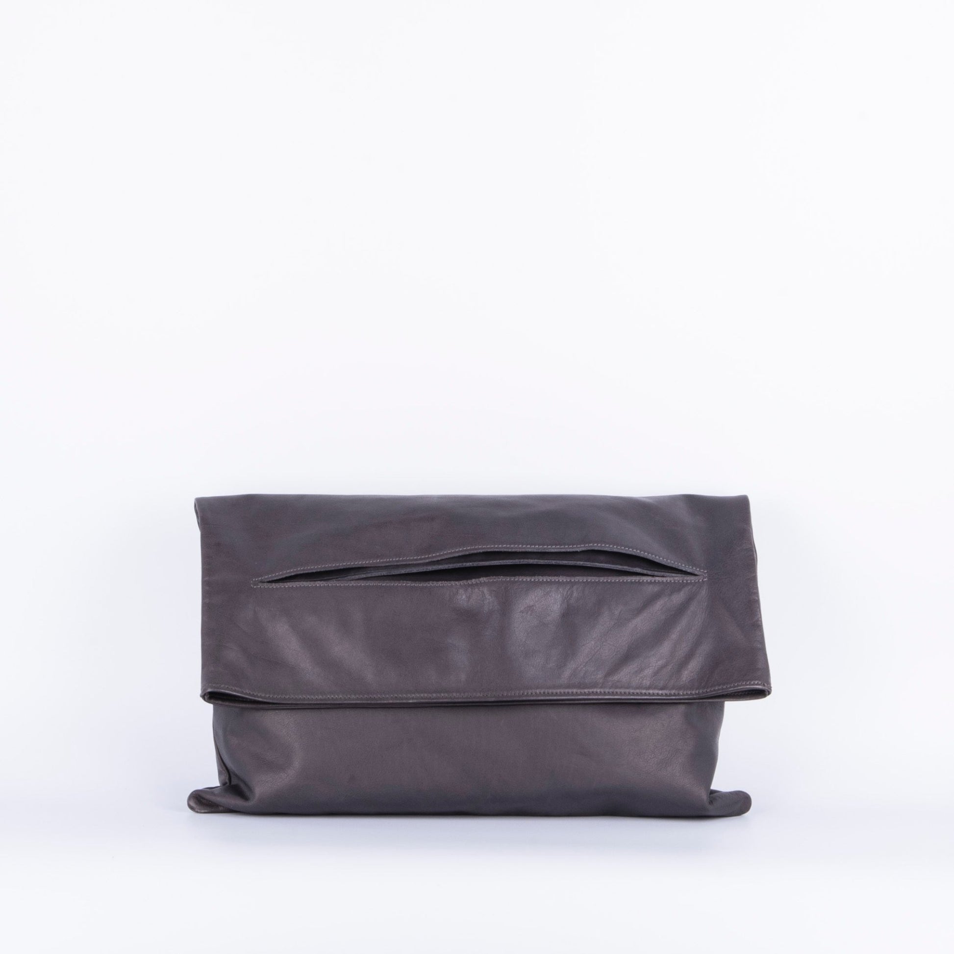 Arisa mousse dark grey - borsa a spalla e pochette grande in pelle grigia - Marta Ray