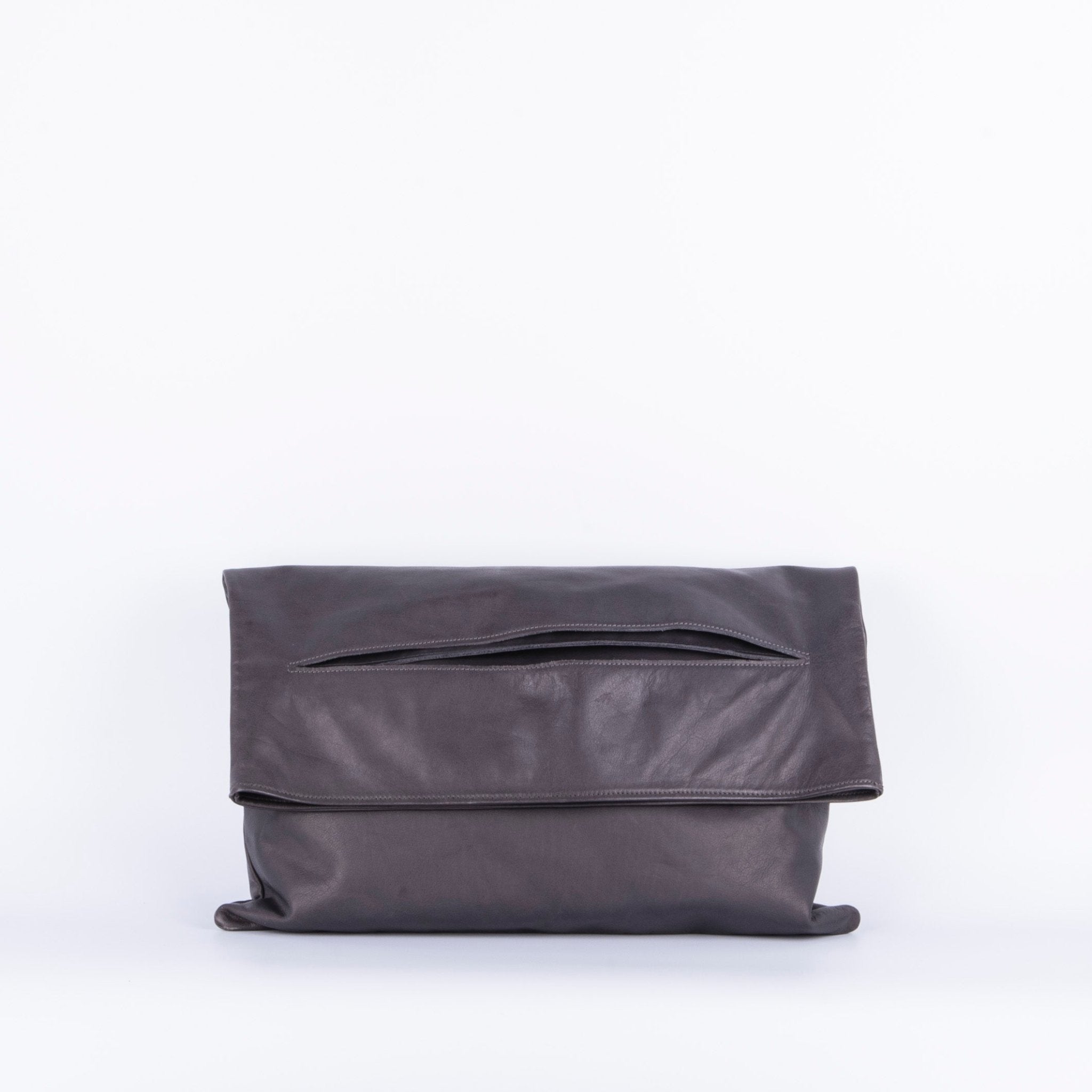 Arisa mousse dark grey - borsa a spalla e pochette grande in pelle grigia - Marta Ray