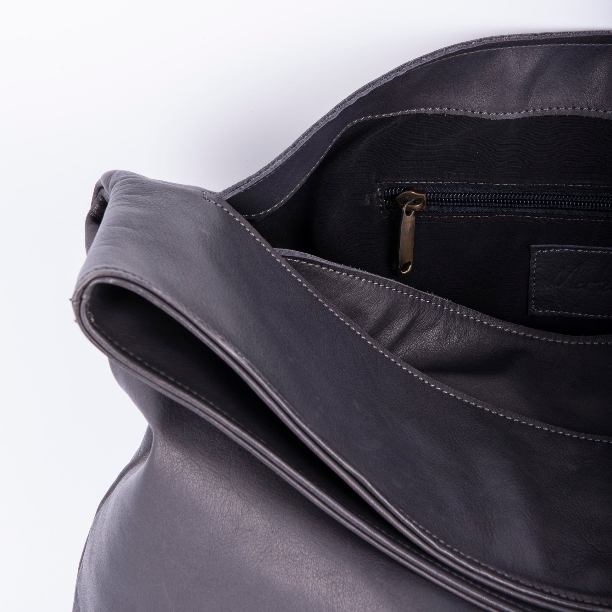 Arisa mousse dark grey - borsa a spalla e pochette grande in pelle grigia - Marta Ray