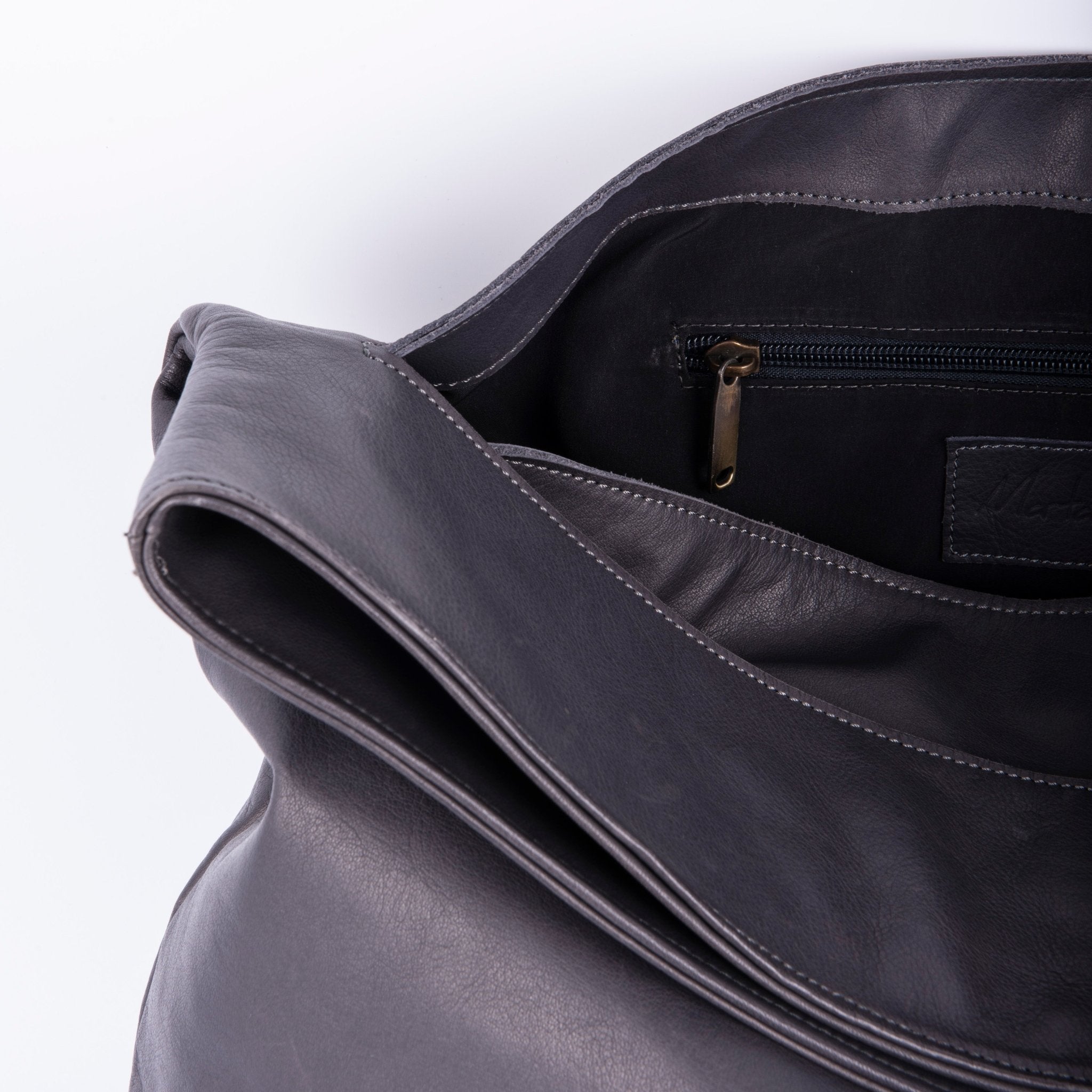 Arisa mousse dark grey - borsa a spalla e pochette grande in pelle grigia - Marta Ray