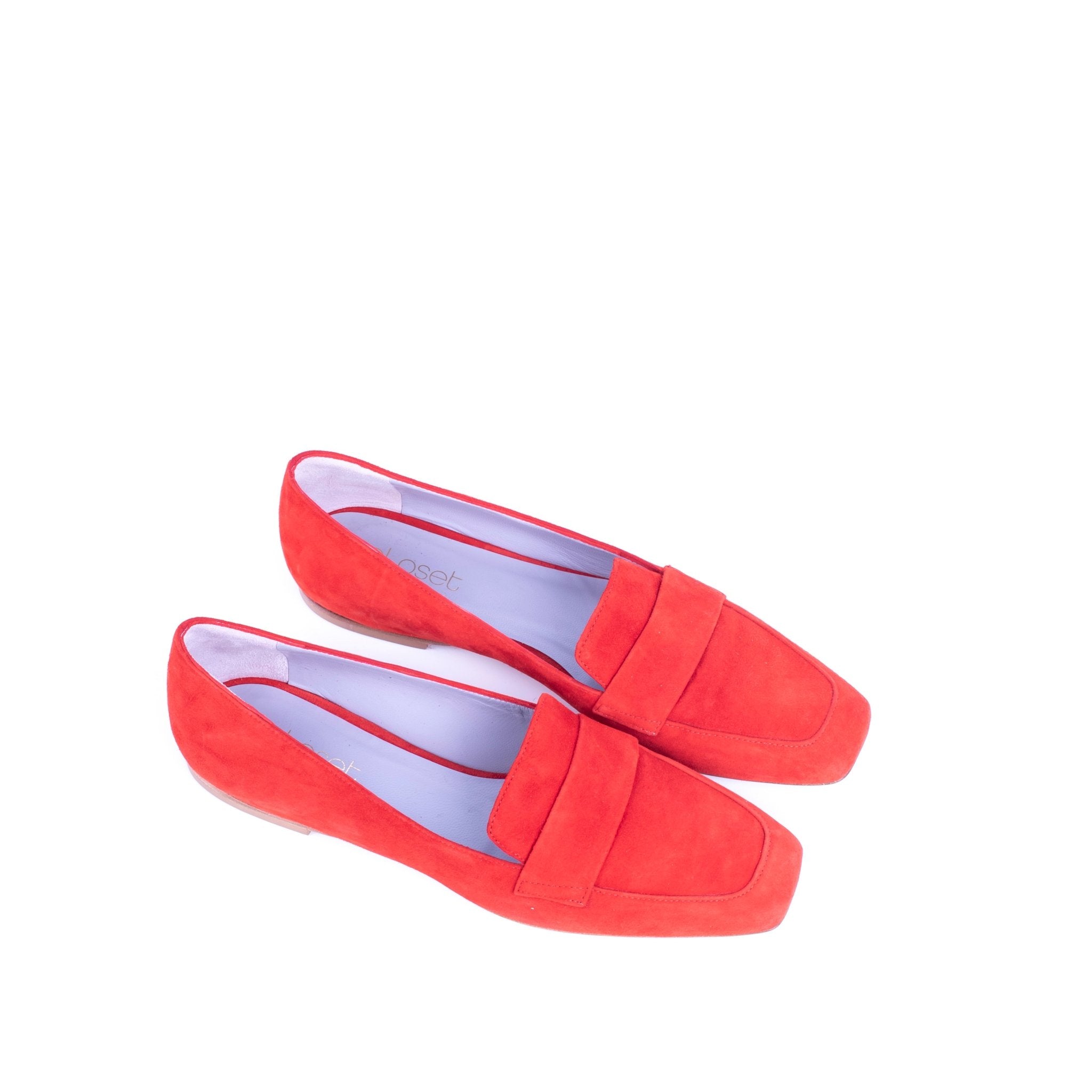 Ballerina a mocassino in camoscio rosso - Marta Ray