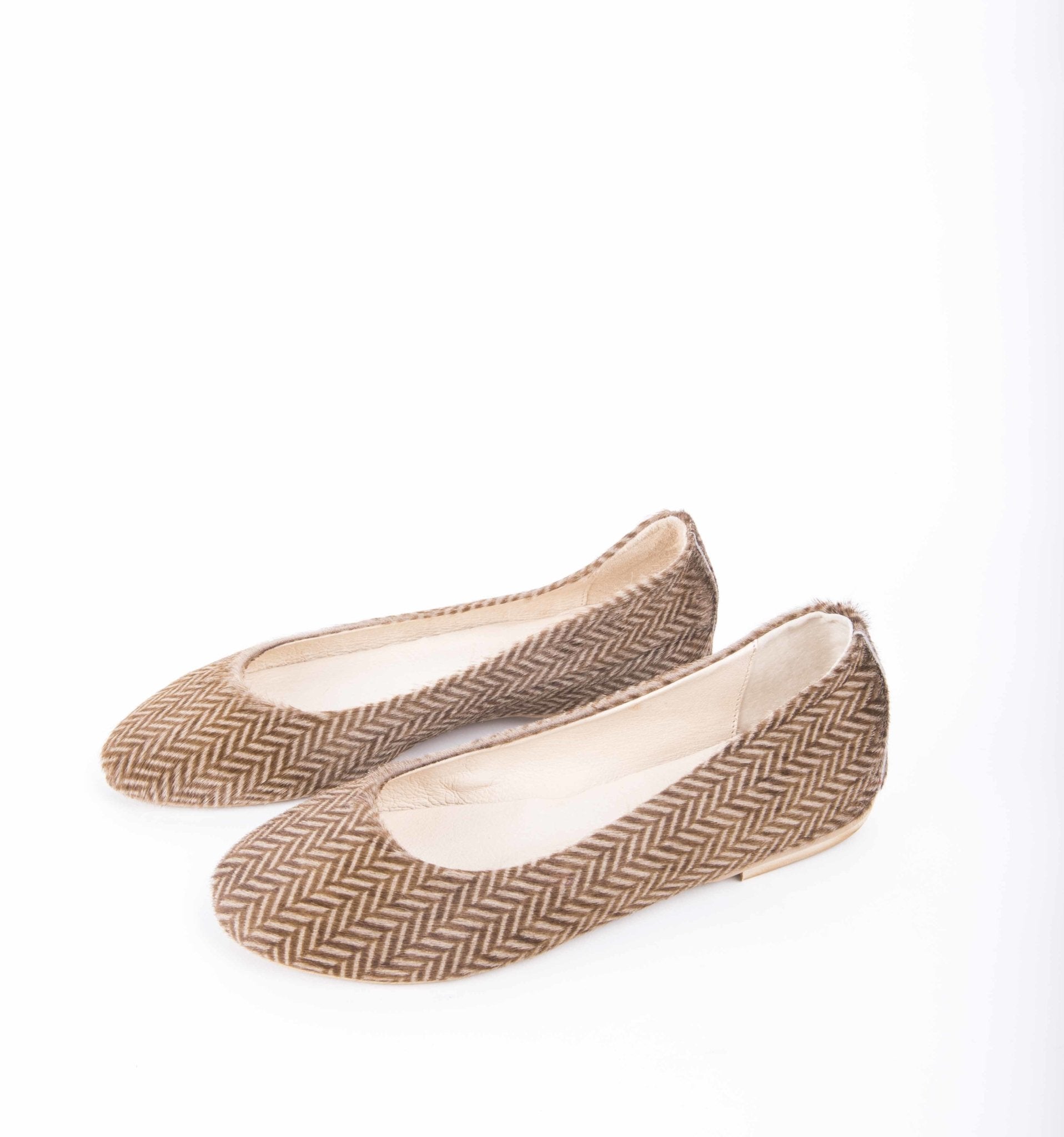 Ballerina foderata cavallino stampa spiga tdm su taupe - Marta Ray