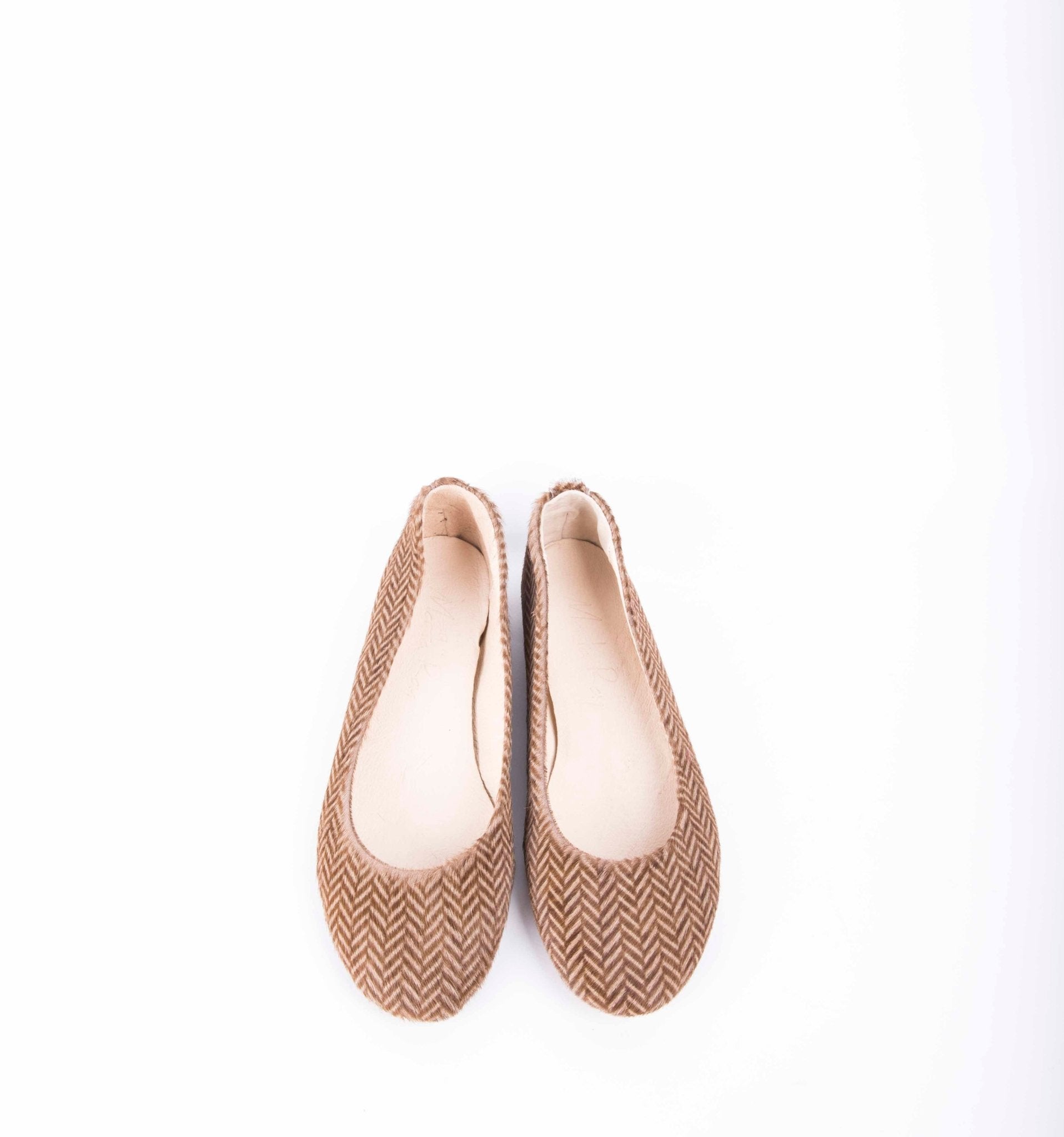 Ballerina foderata cavallino stampa spiga tdm su taupe - Marta Ray