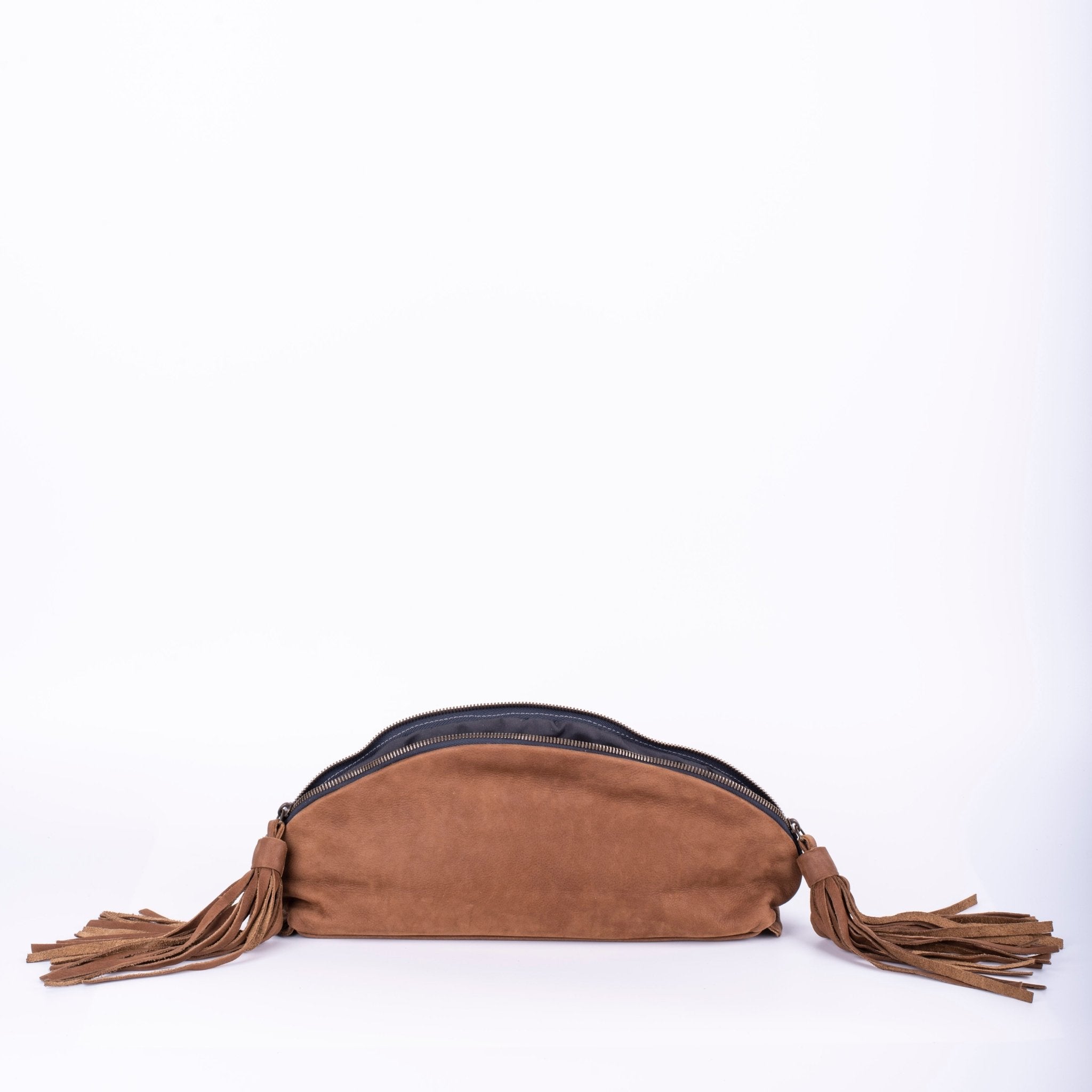 Blanca long beach camel - pochette in pelle marrone - Marta Ray
