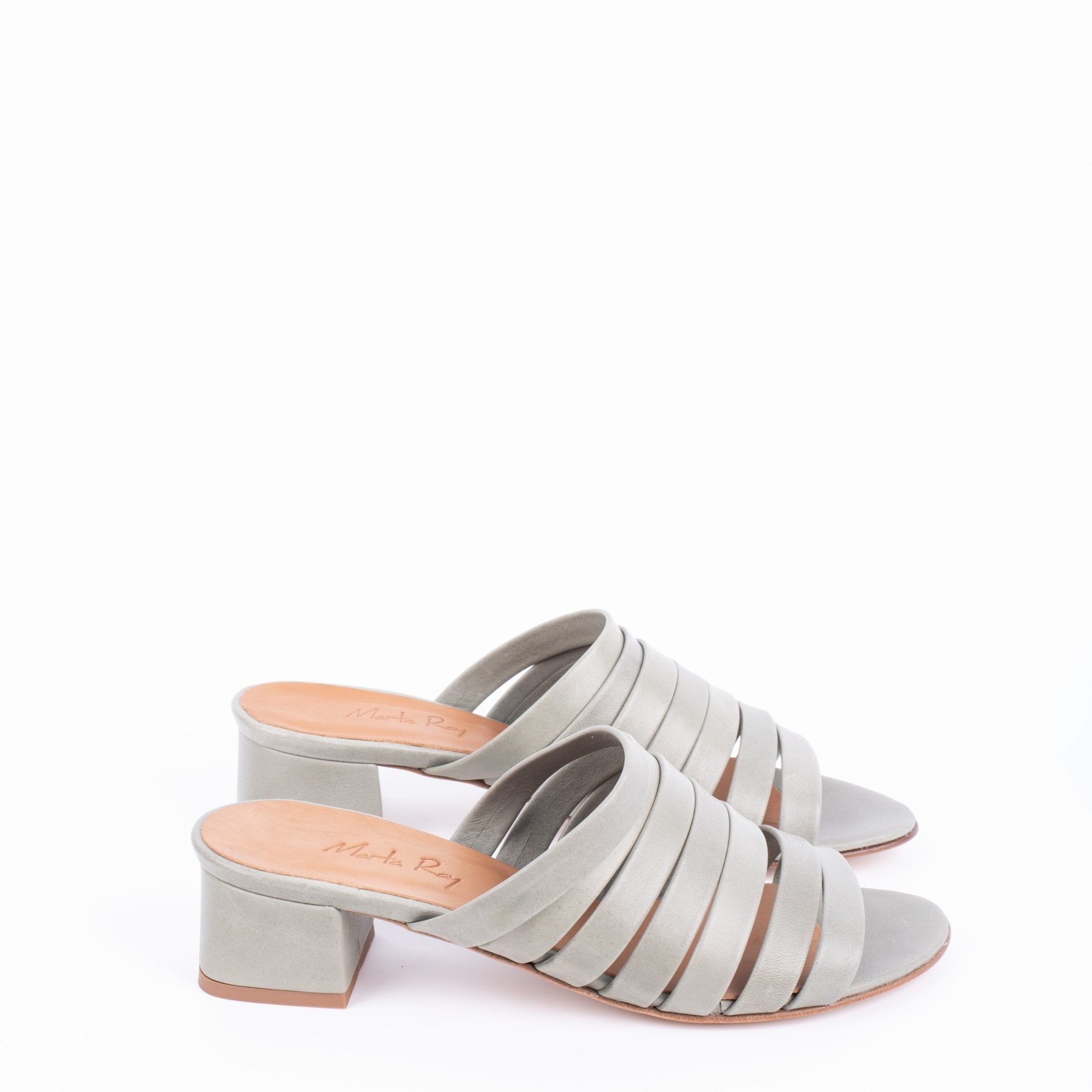 Blenda mousse edera - sabot con tacco stringato in pelle verde - Marta Ray