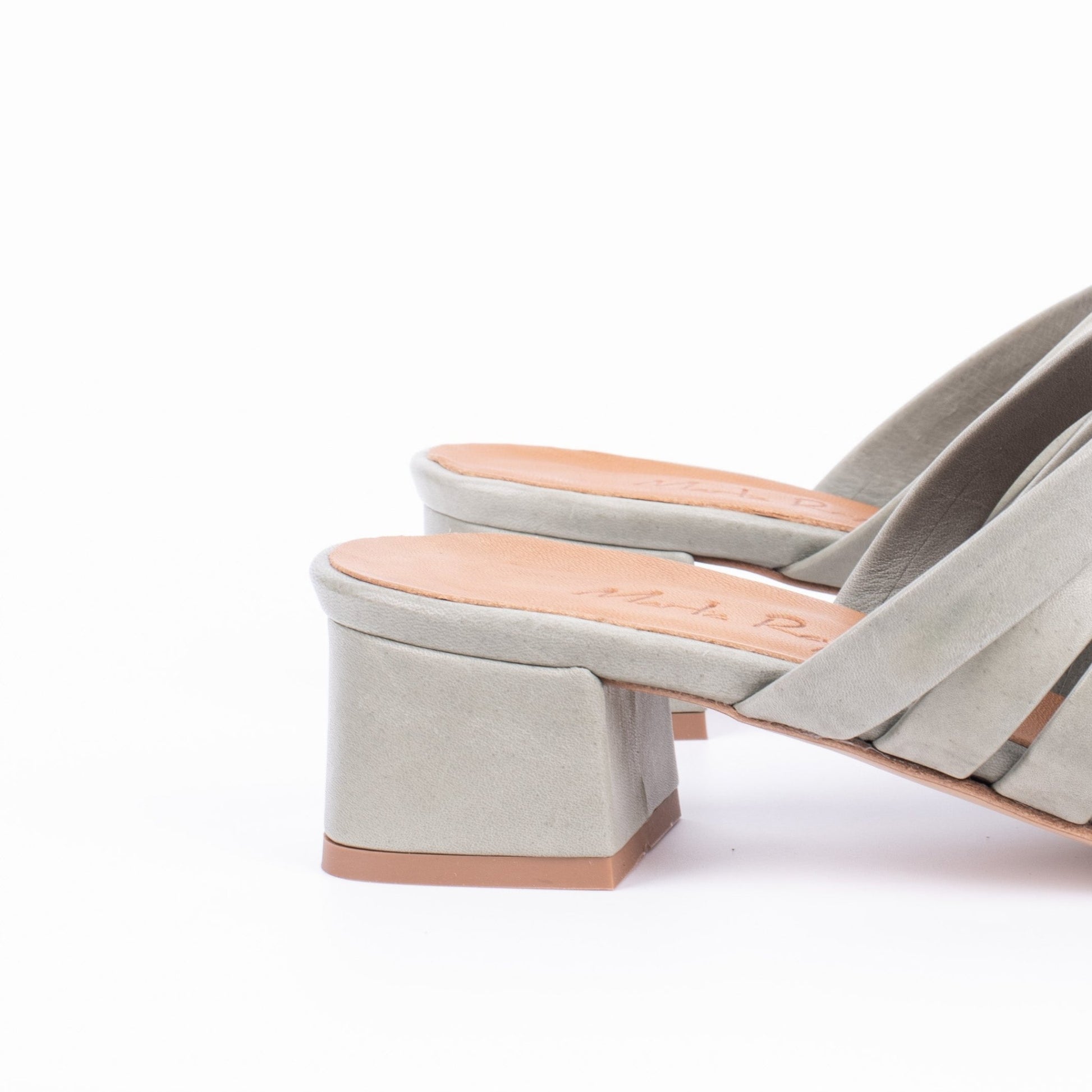 Blenda mousse edera - sabot con tacco stringato in pelle verde - Marta Ray