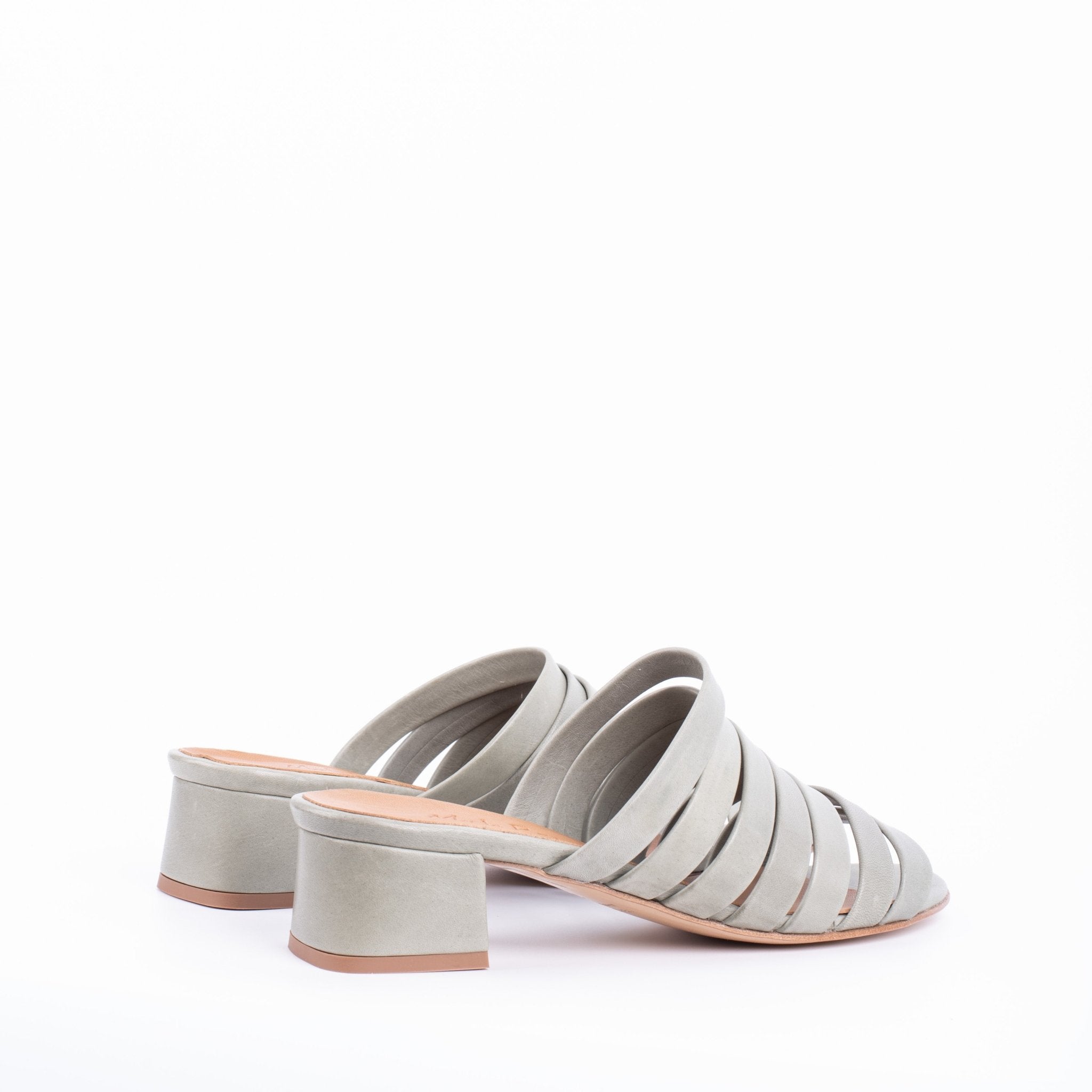 Blenda mousse edera - sabot con tacco stringato in pelle verde - Marta Ray