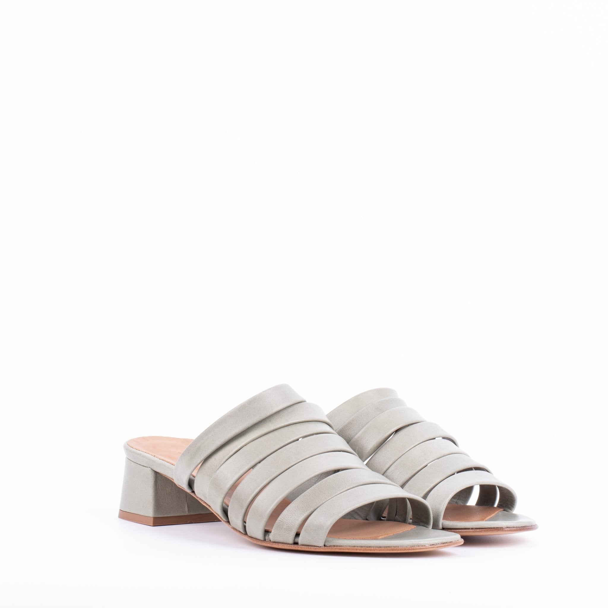 Blenda mousse edera - sabot con tacco stringato in pelle verde - Marta Ray
