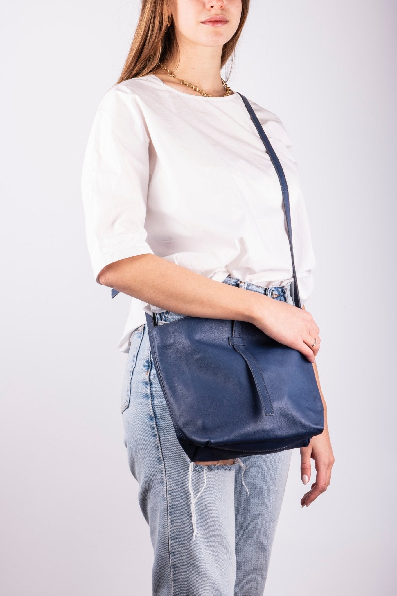 Bobbie amalfi blu - borsa a tracolla in pelle blu - Marta Ray