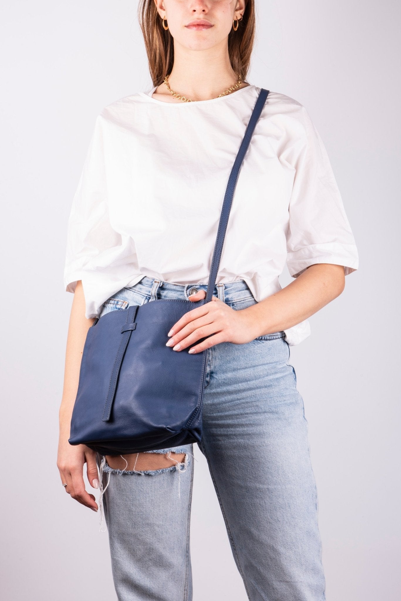 Bobbie amalfi blu - borsa a tracolla in pelle blu - Marta Ray