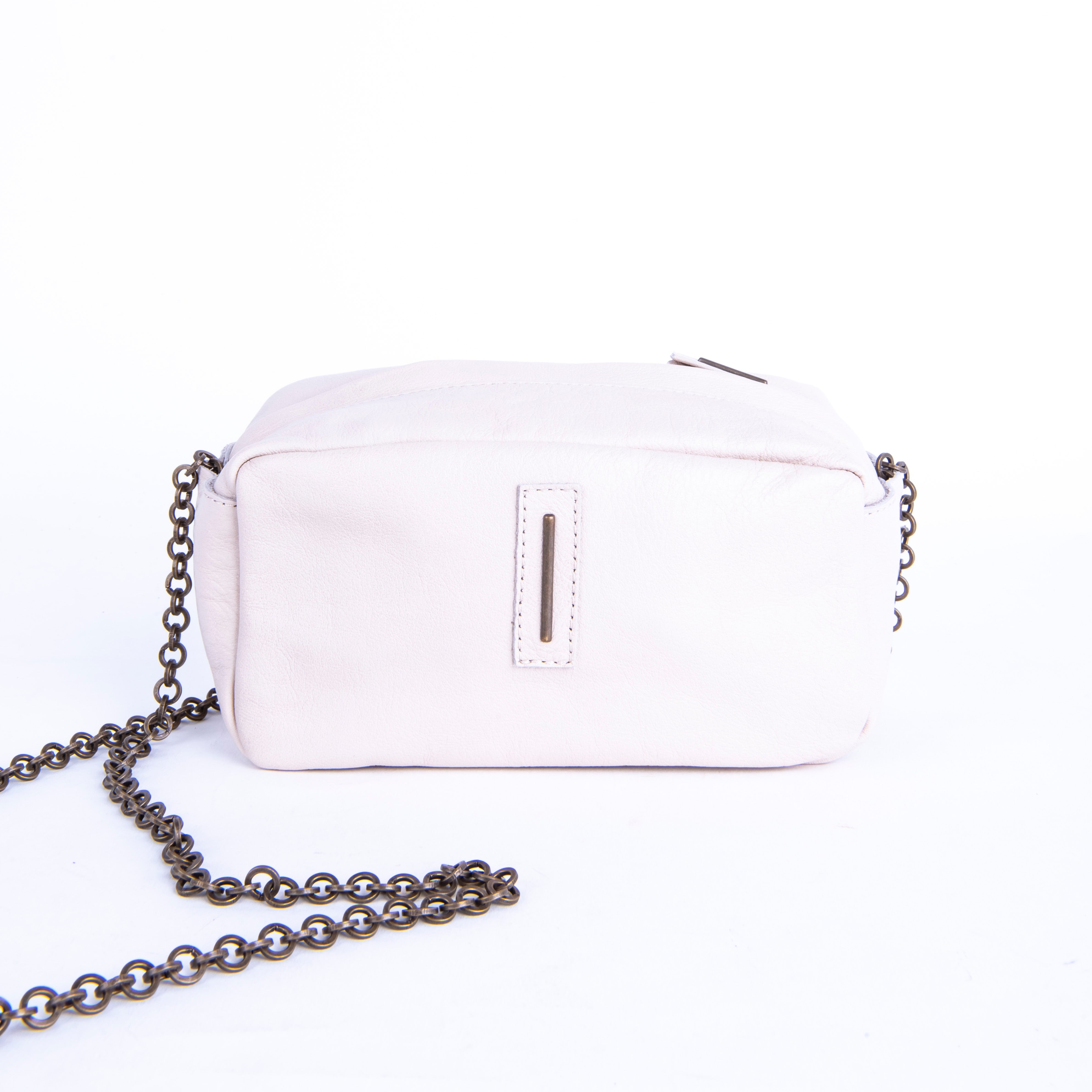 Brook mousse latte macchiato - white leather shoulder clutch bag 