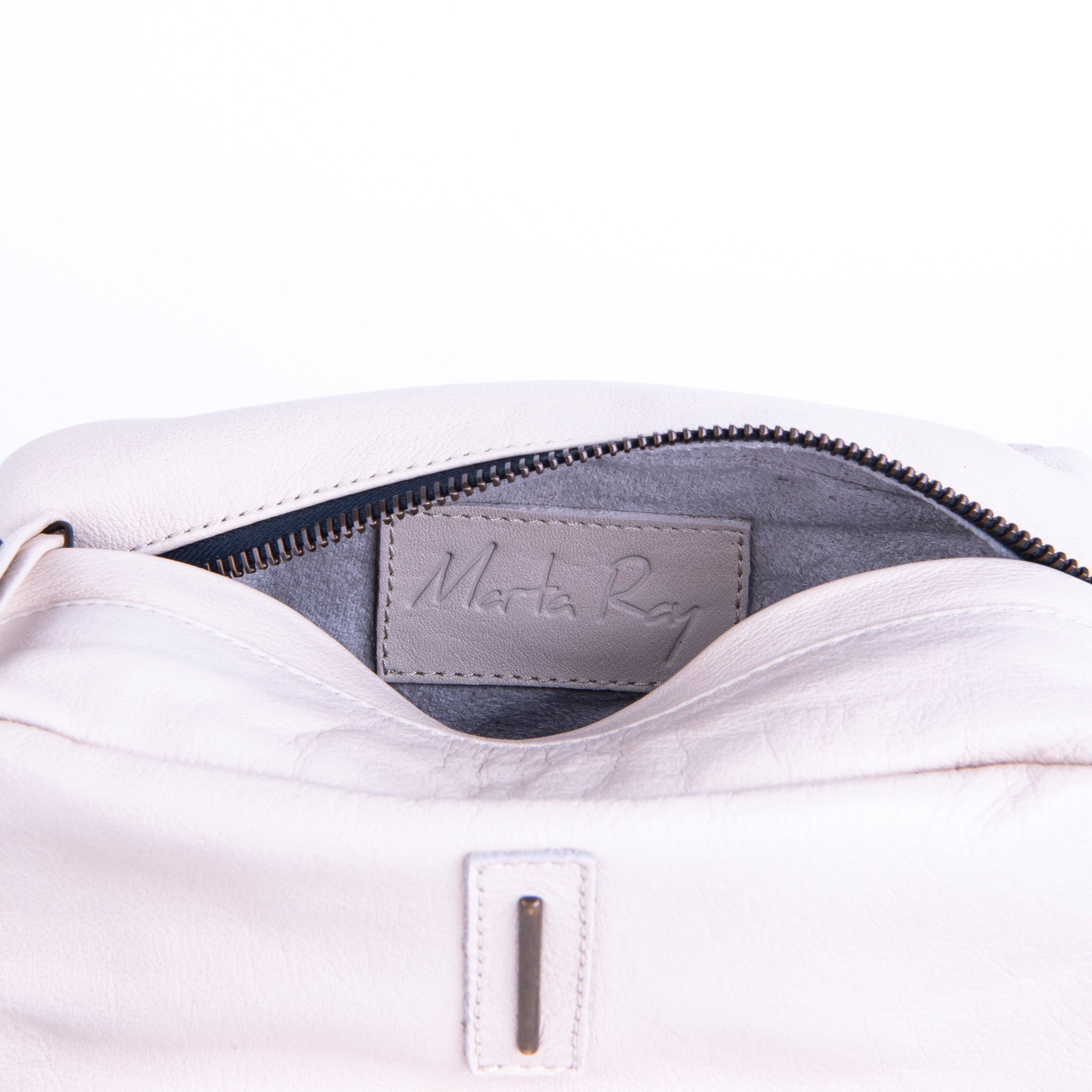 Brook mousse latte macchiato - white leather shoulder clutch bag 