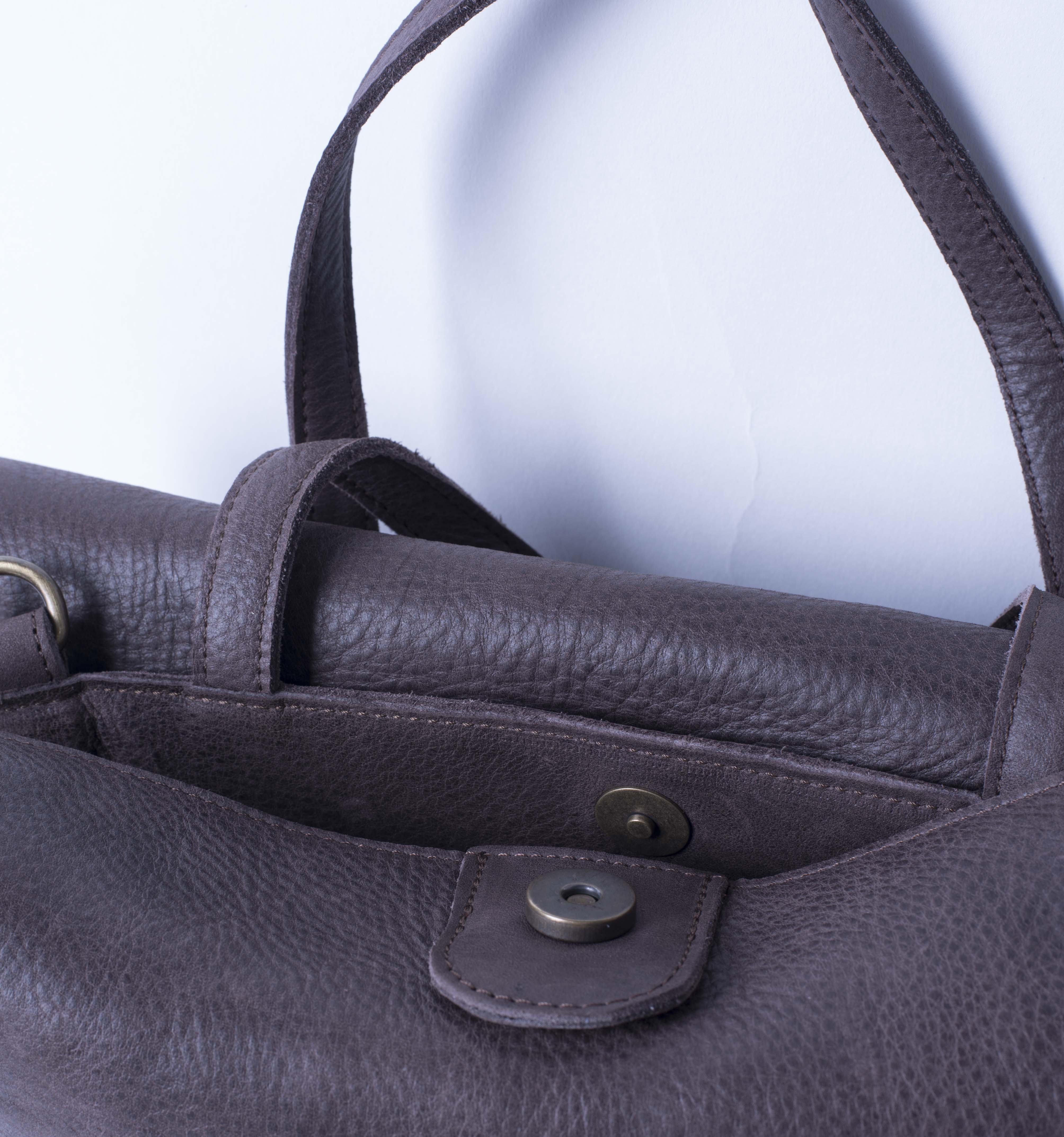 Olimpia spider+ long beach dark brown - brown leather shoulder bag