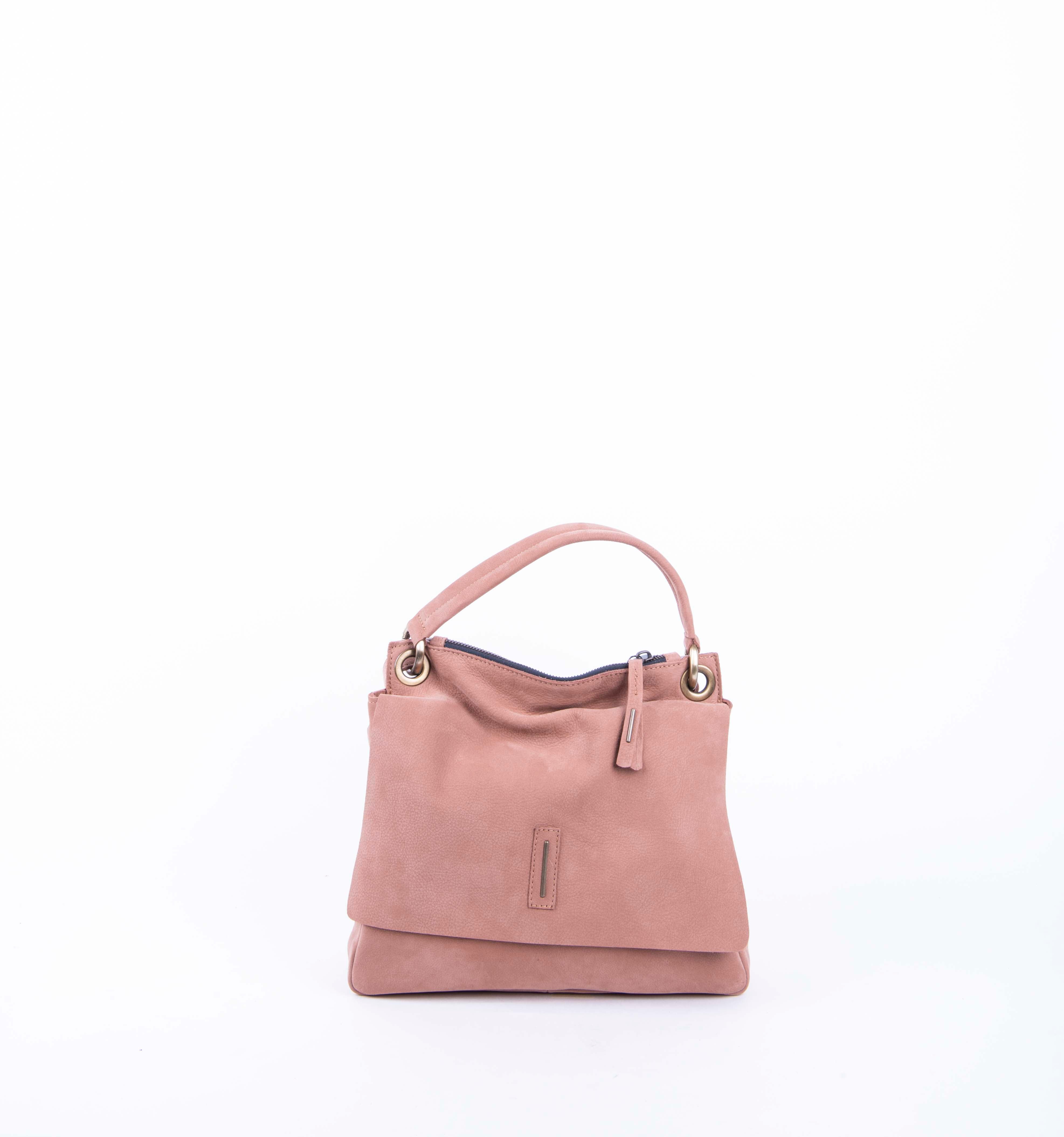 Sandy long beach cameo - small shoulder bag in pink natural leather