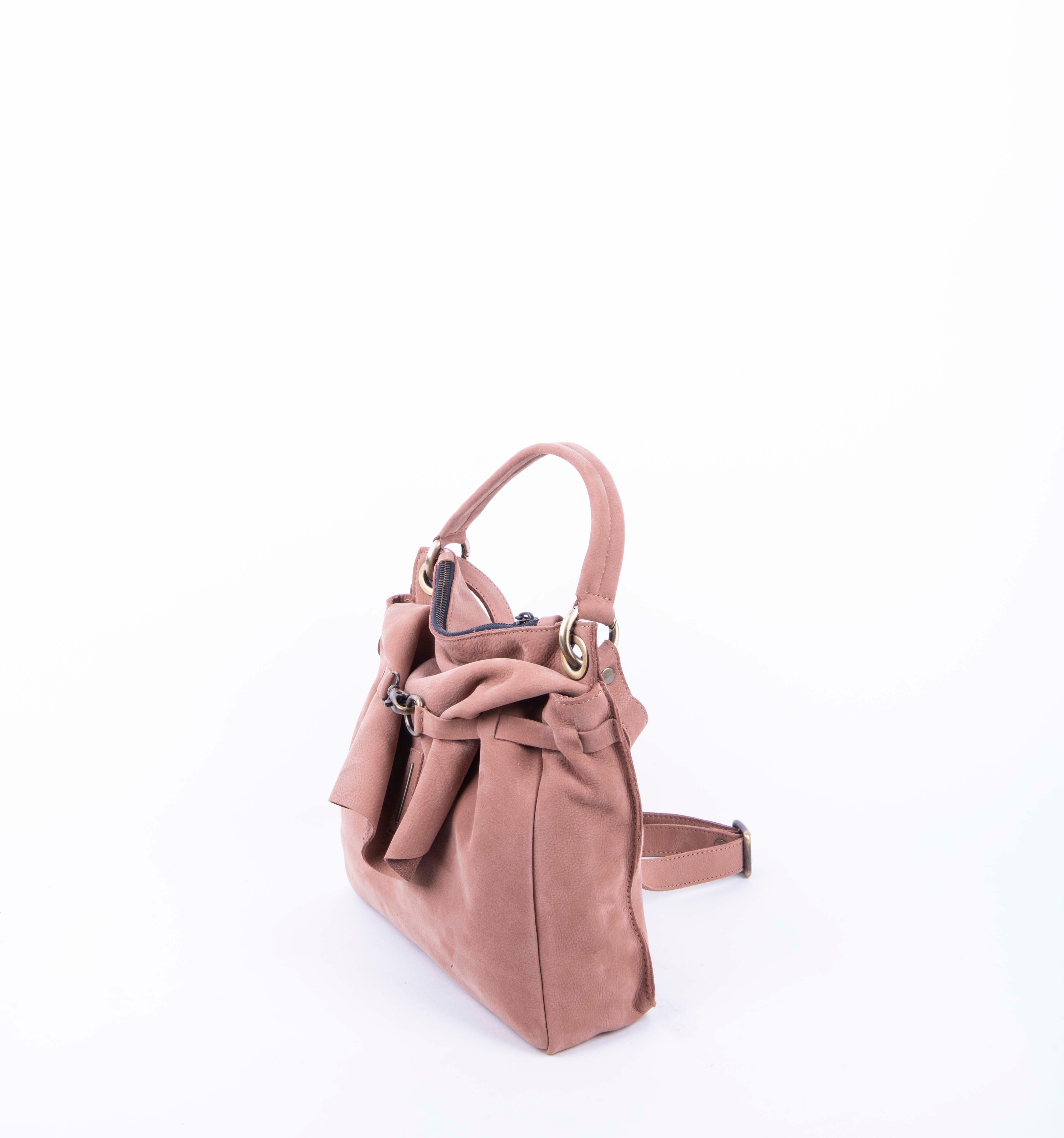 Sandy long beach cameo - small shoulder bag in pink natural leather