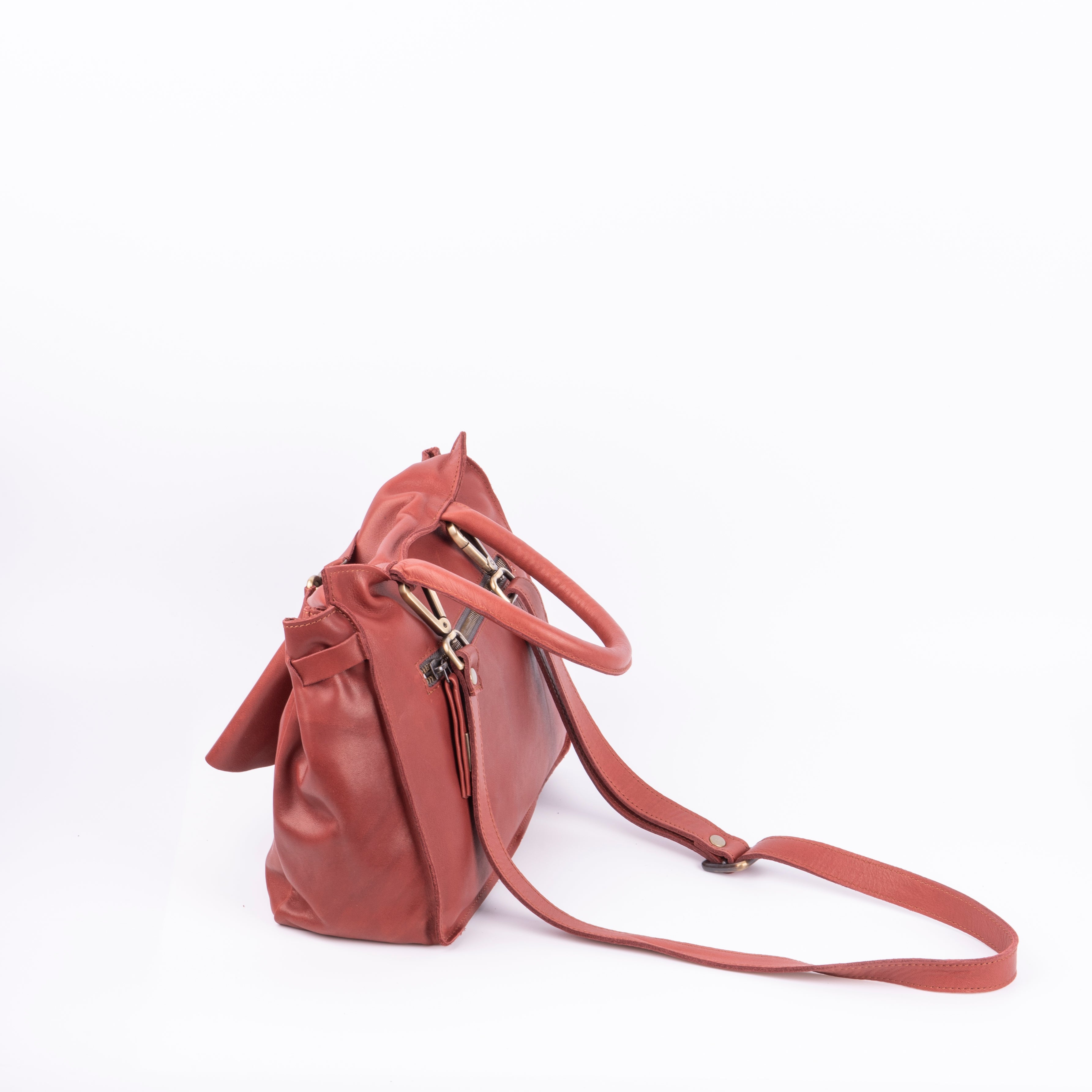 Sue mousse English leather - small shoulder bag in brown leather