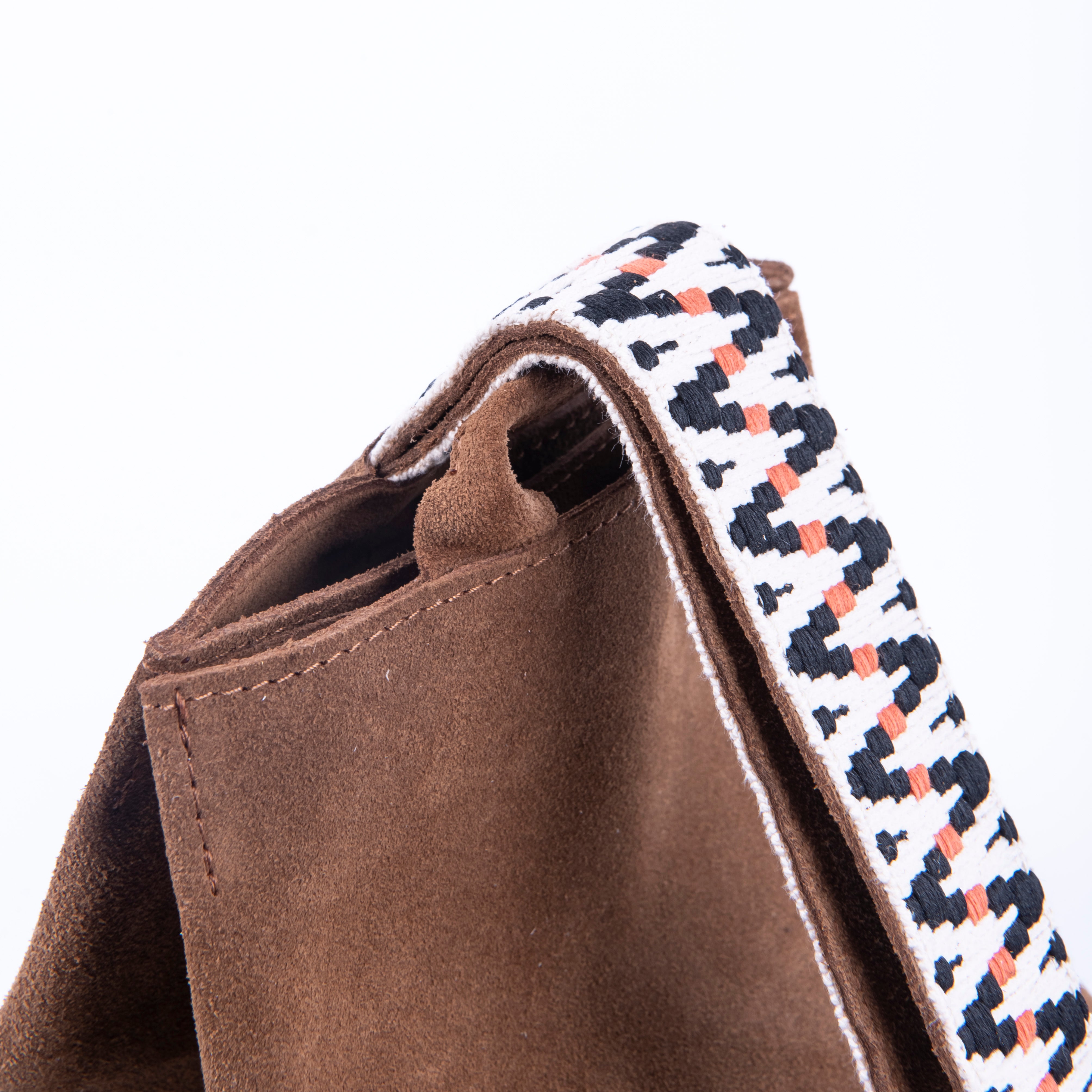 Sibilla camoscio+nastro boho cuoio