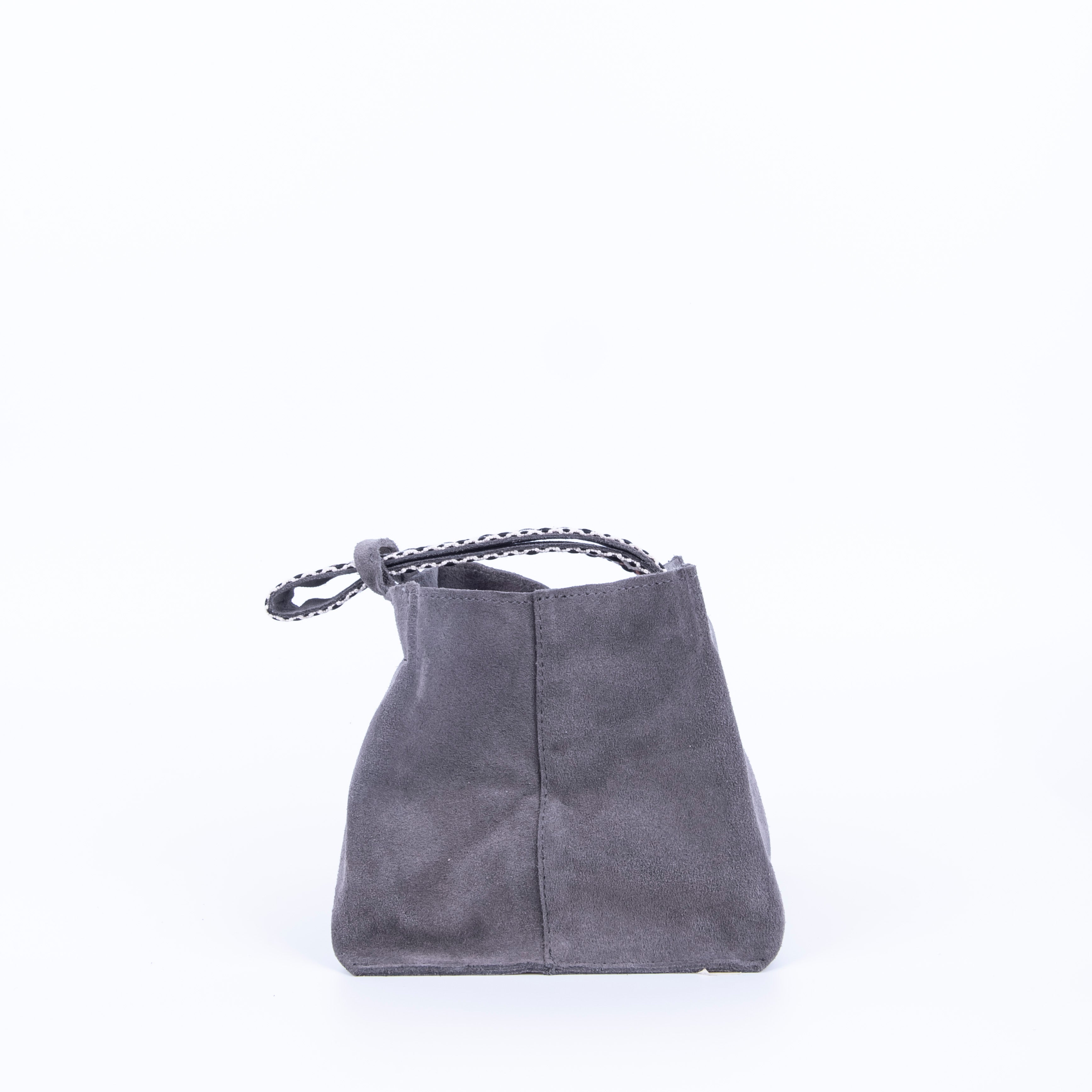 Sibilla camoscio+nastro boho dark grey