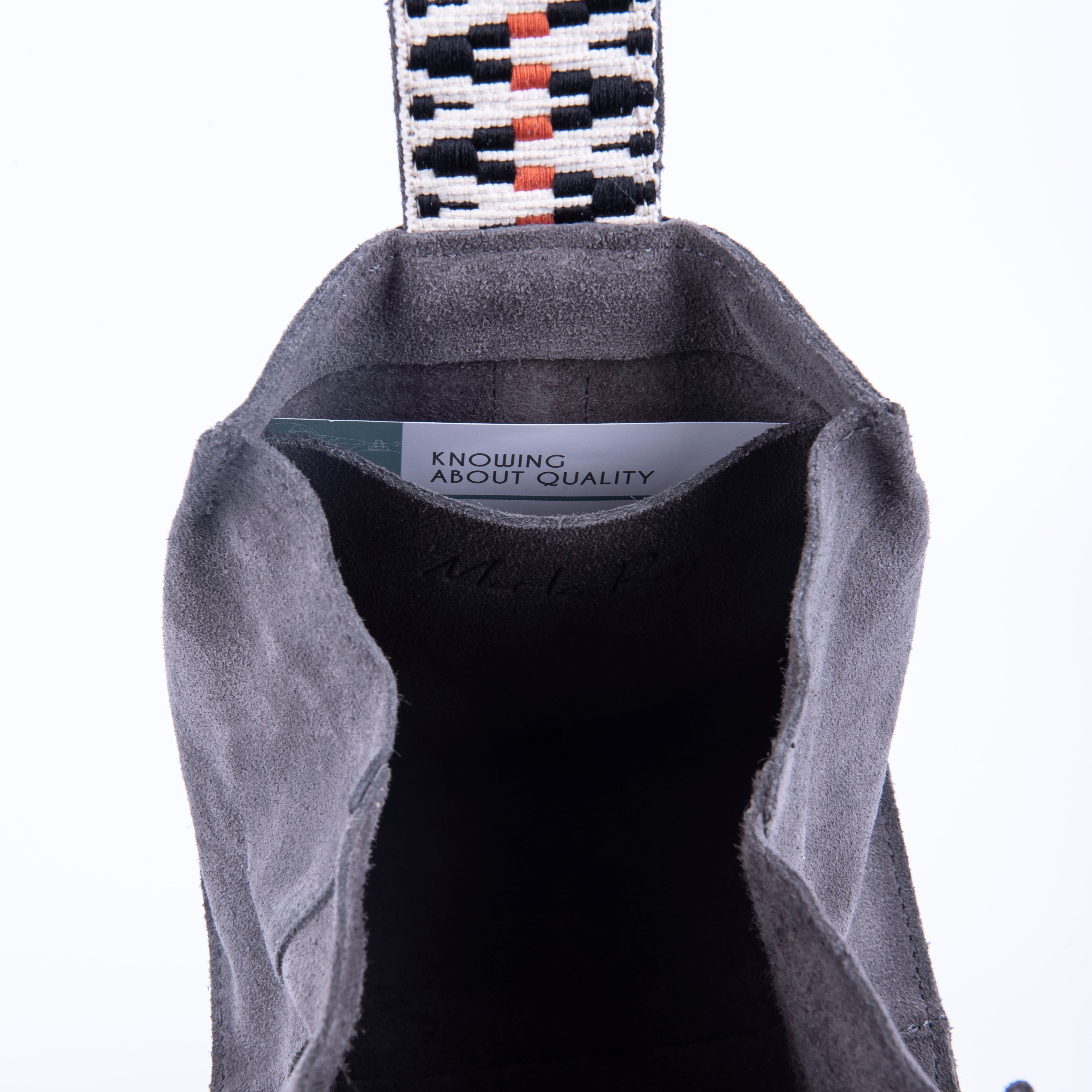 Sibilla camoscio+nastro boho dark grey