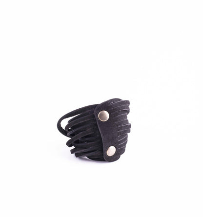Bracciale fili long beach nero - bracciale in pelle nera - Marta Ray