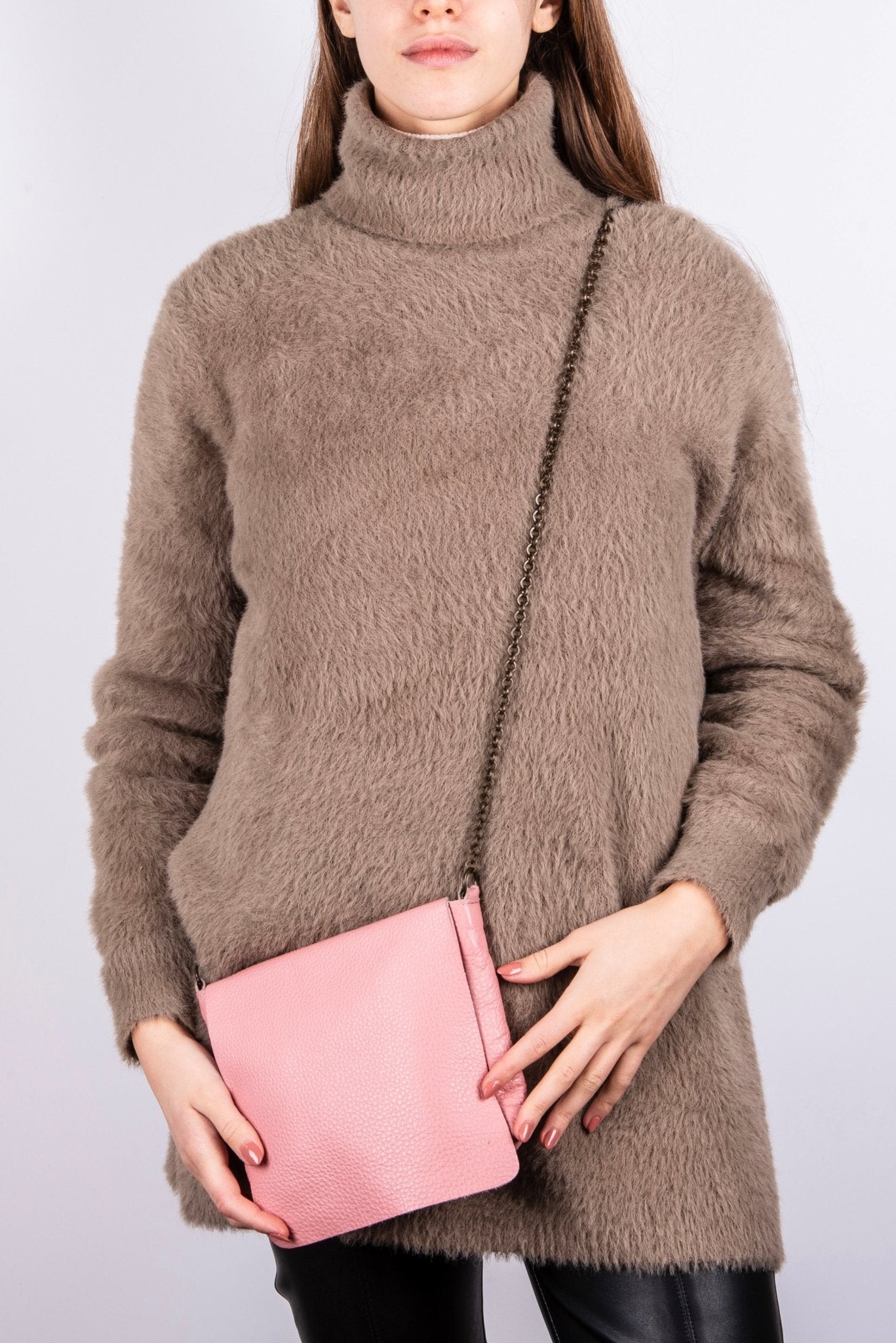 Brigitte martellato cipria - pochette a tracolla in pelle rosa - Marta Ray