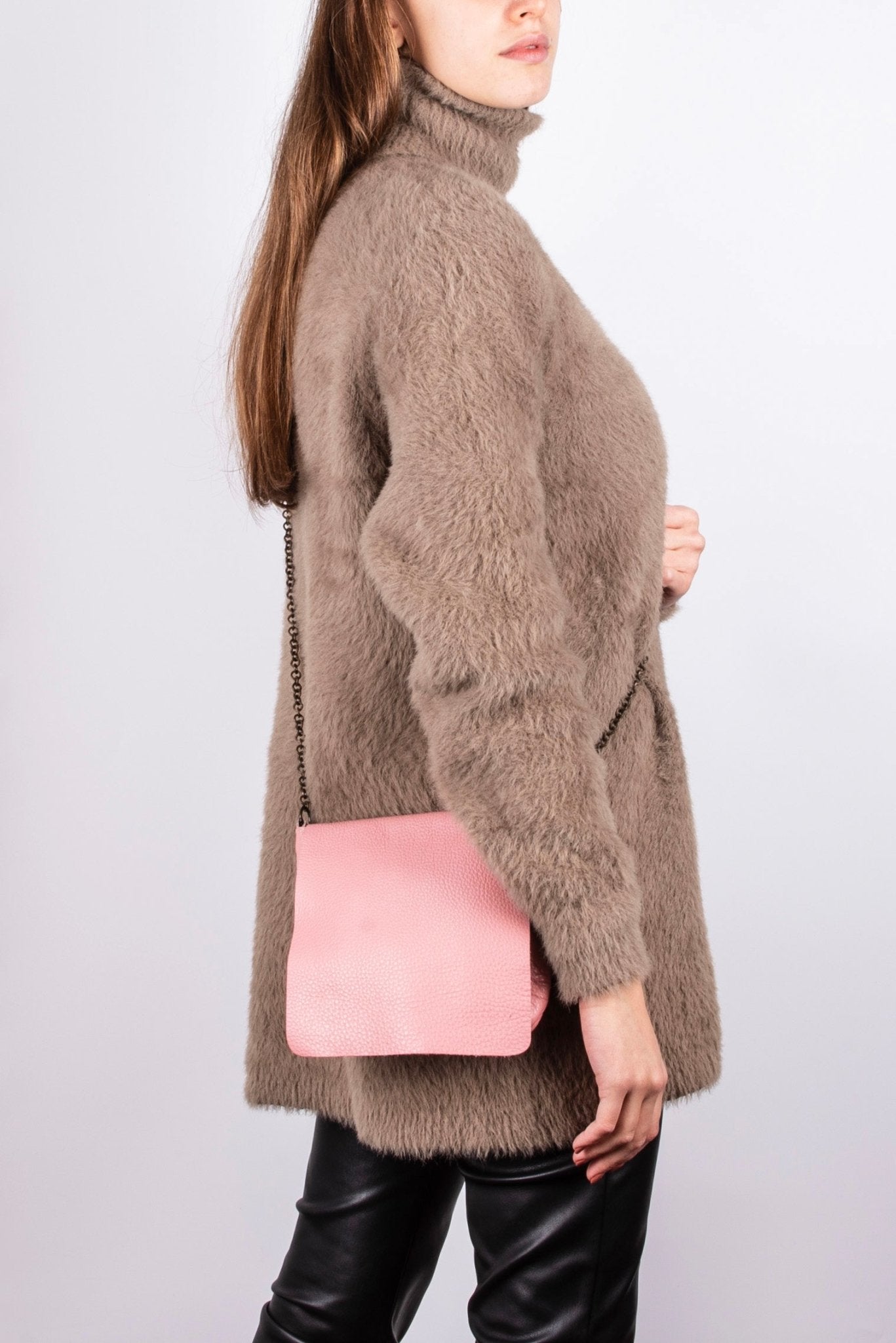 Brigitte martellato cipria - pochette a tracolla in pelle rosa - Marta Ray