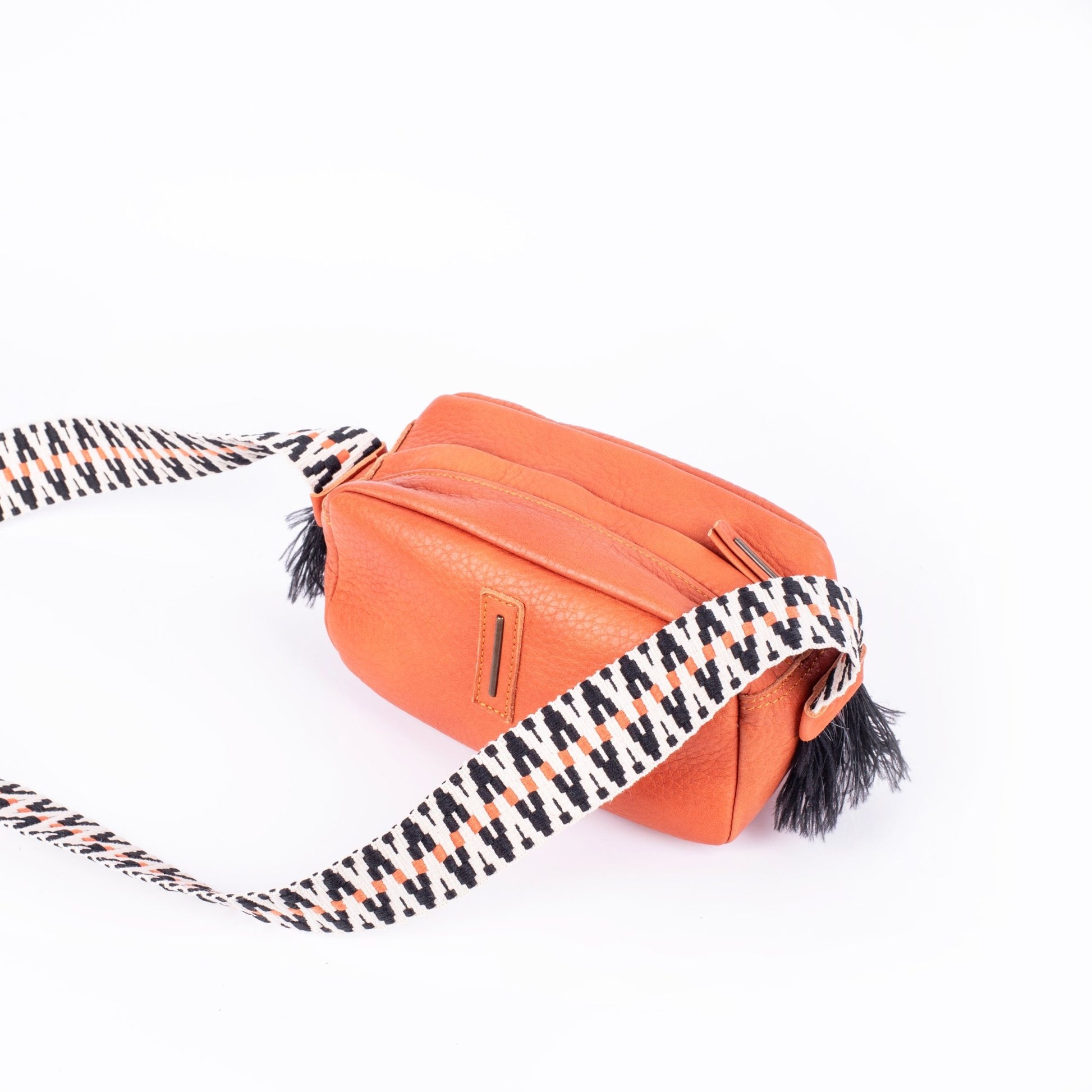 Brook bull + nastro boho zucca - pochette a tracolla in pelle arancione - Marta Ray