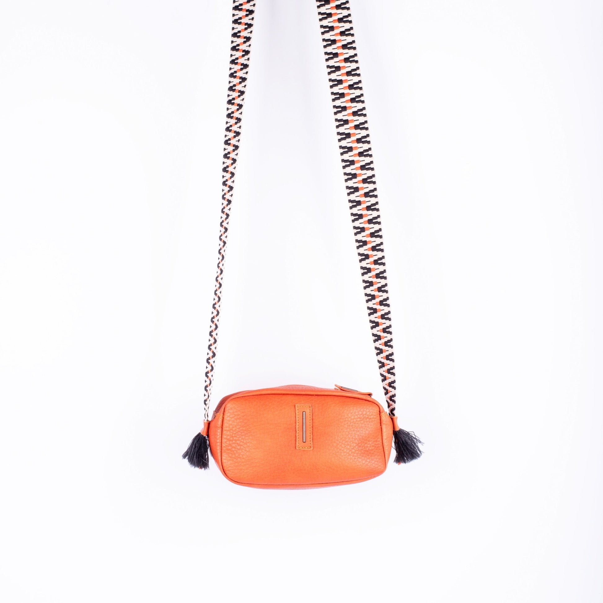Brook bull + nastro boho zucca - pochette a tracolla in pelle arancione - Marta Ray